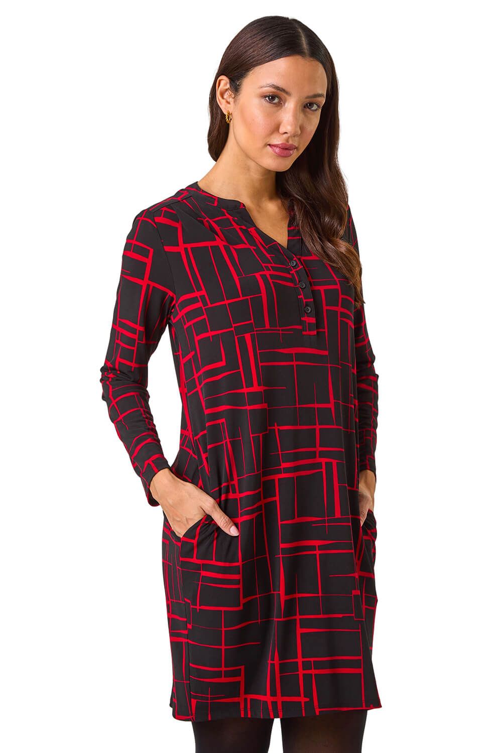 Geo Print Cocoon Stretch Dress