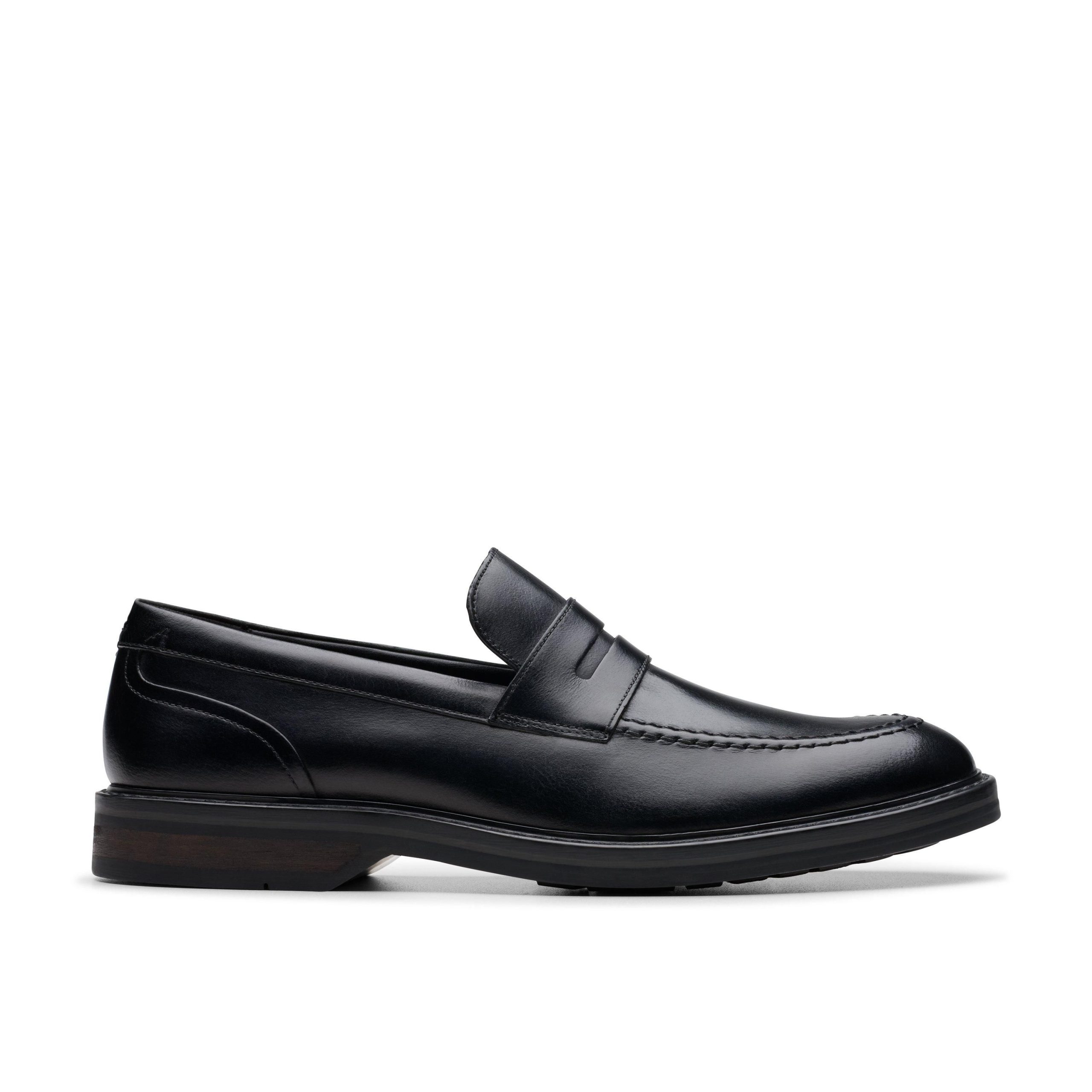 Aldwin Step Loafer Black Leather Slip Ons,Loafers