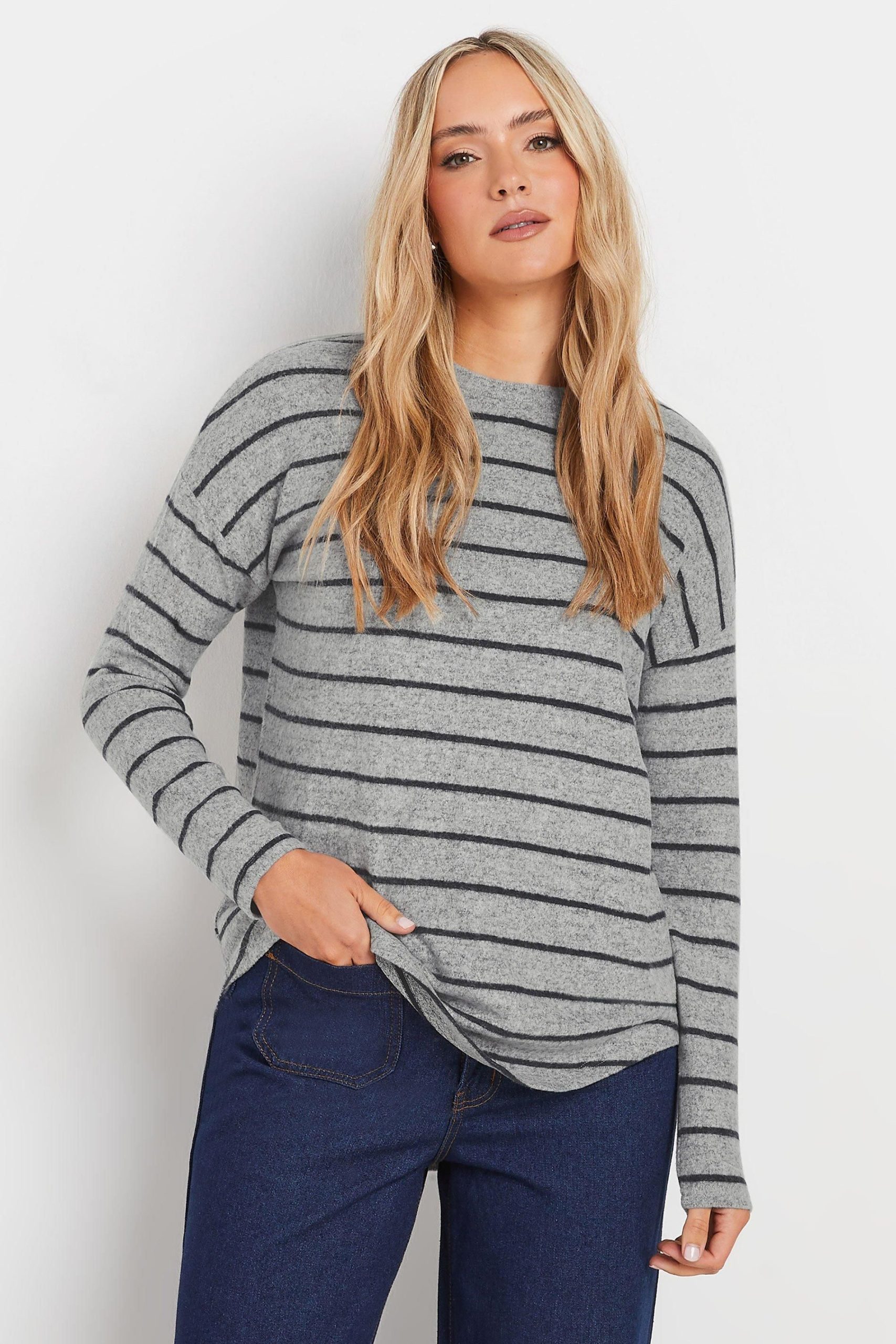 Tall Stripe Curved Hem Top