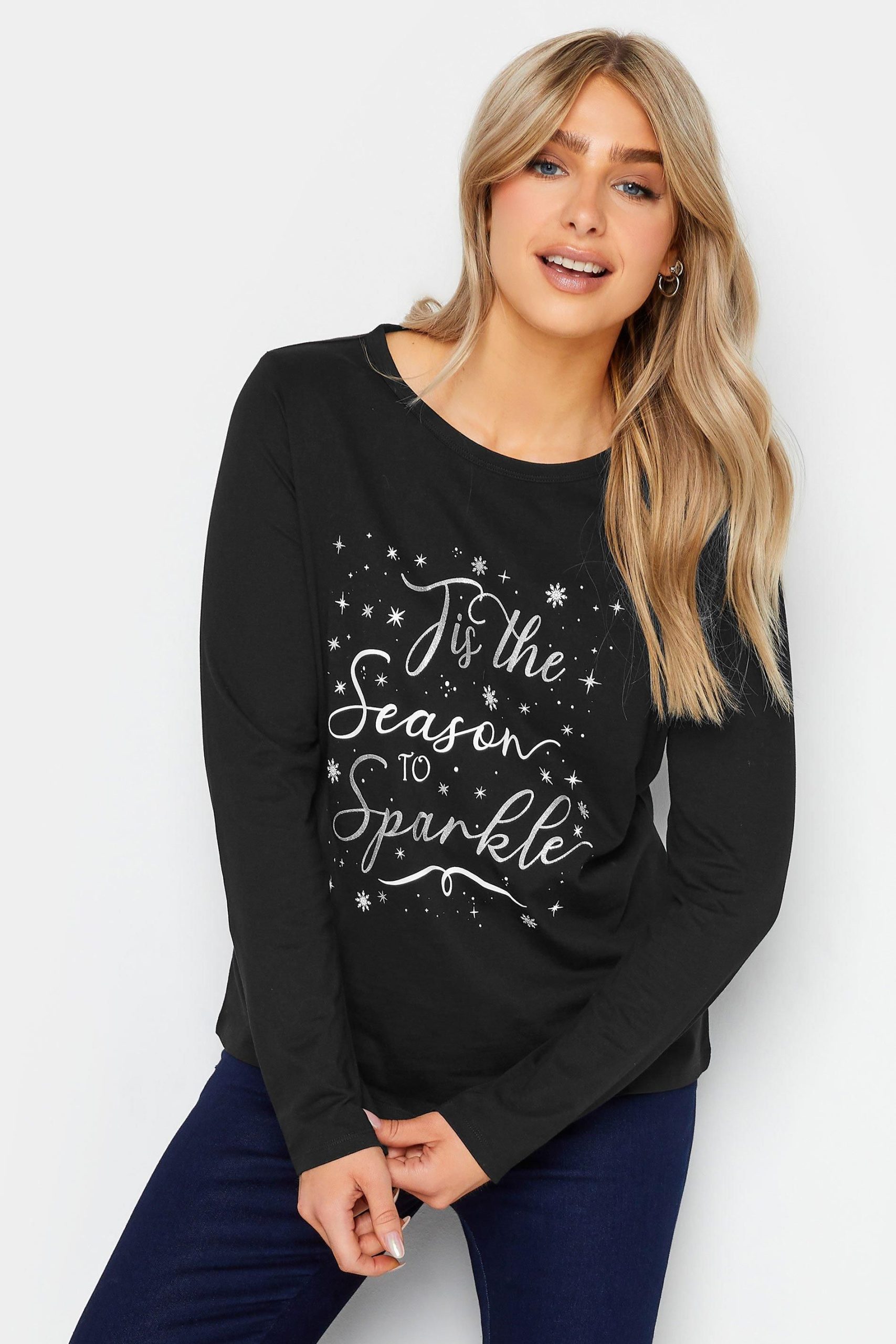 Womens 'Tis the Season' Slogan Long Sleeve Christmas T-Shirt