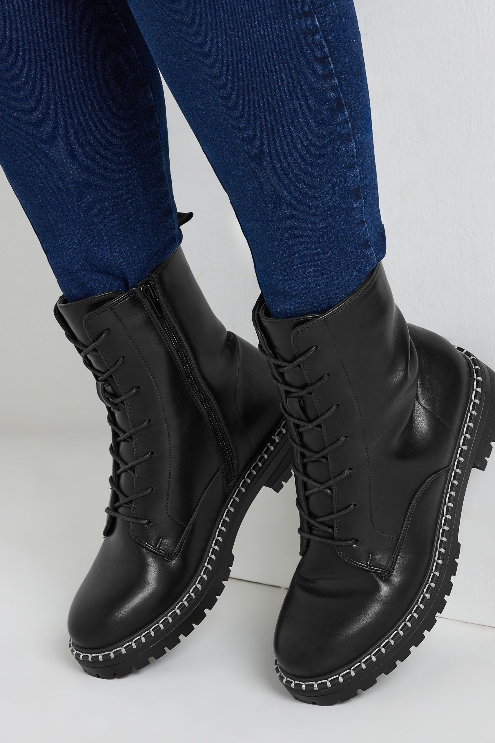 Wide Fit Contrast Stitch Boots