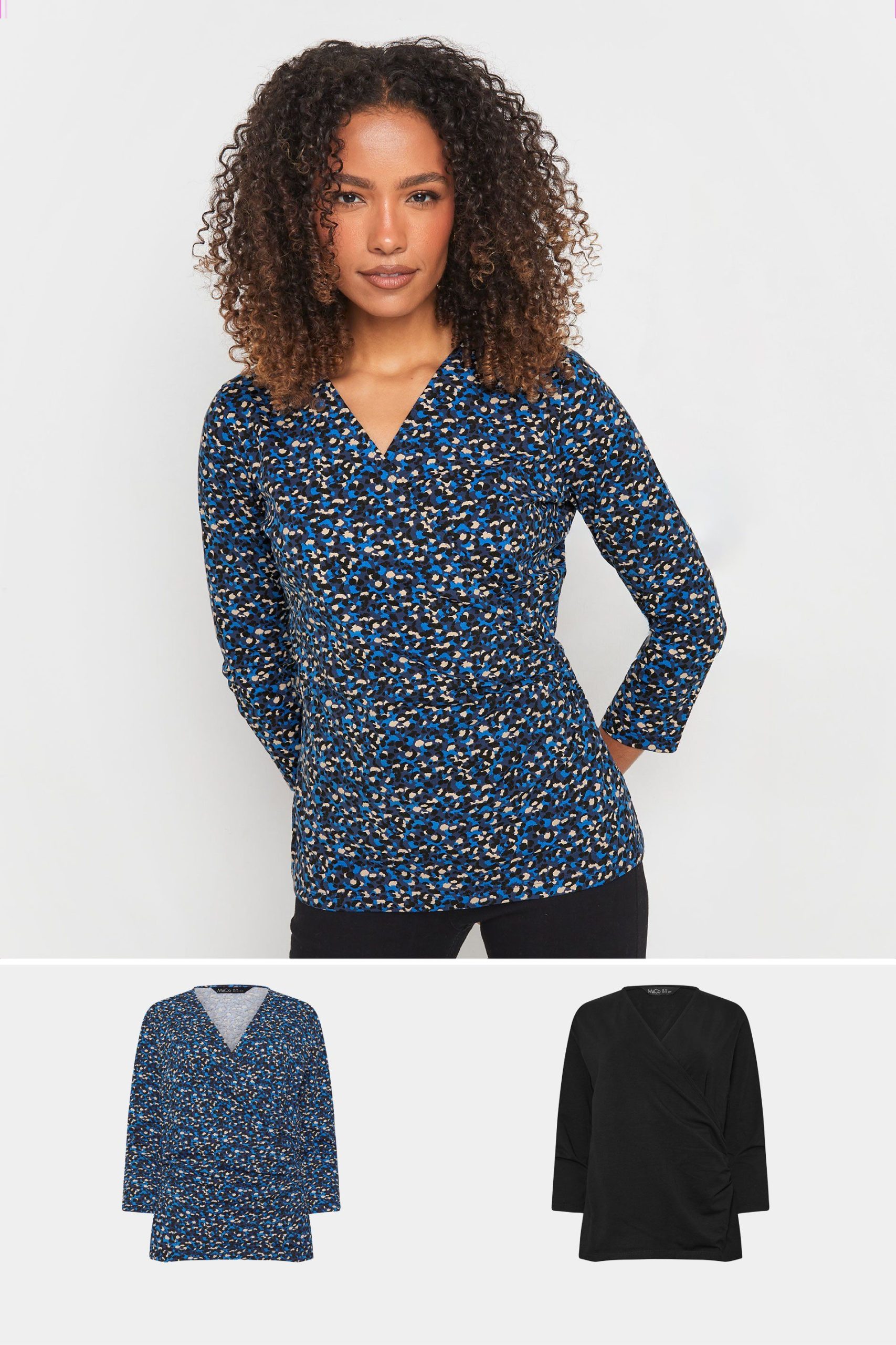 2 Pack Animal Print Wrap Top