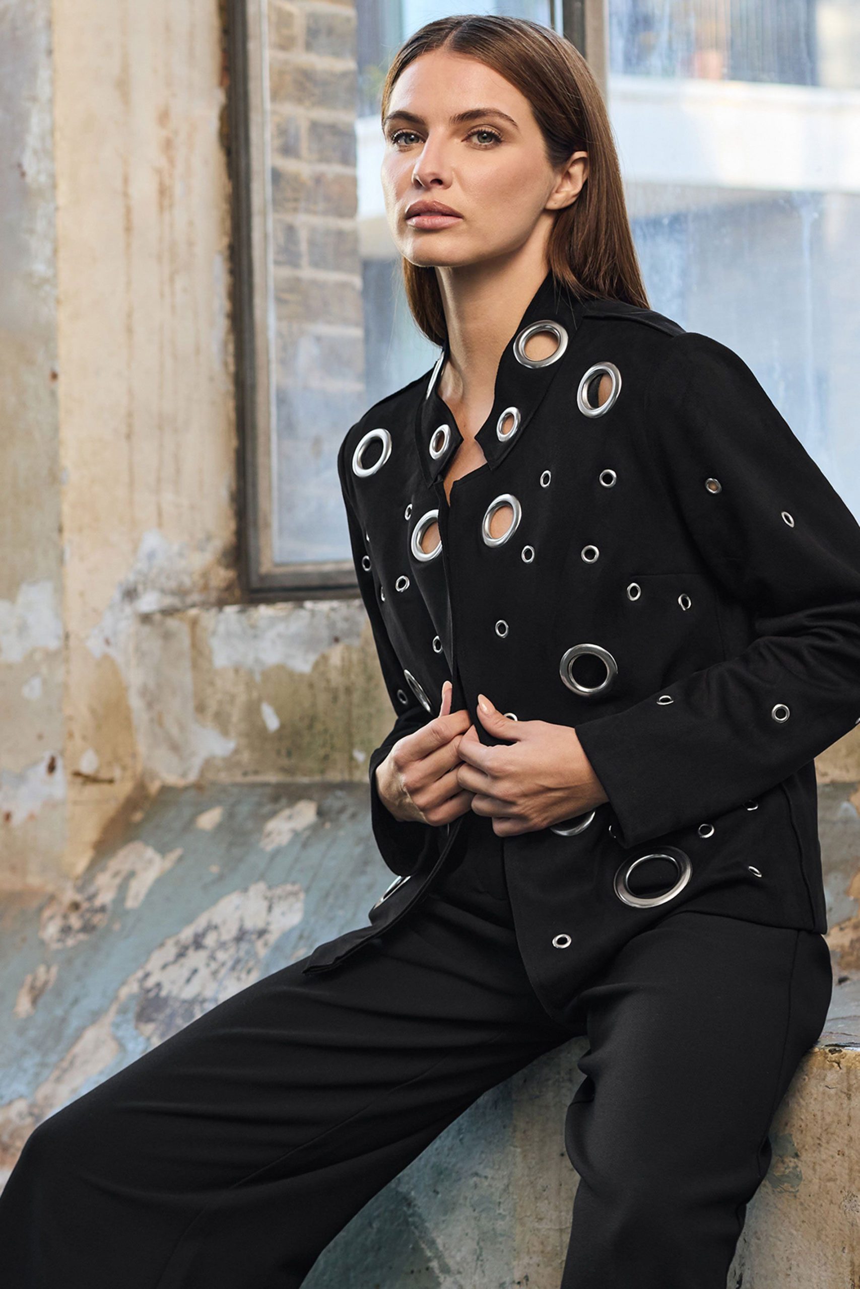 Eyelet Detail Tailored Jacket