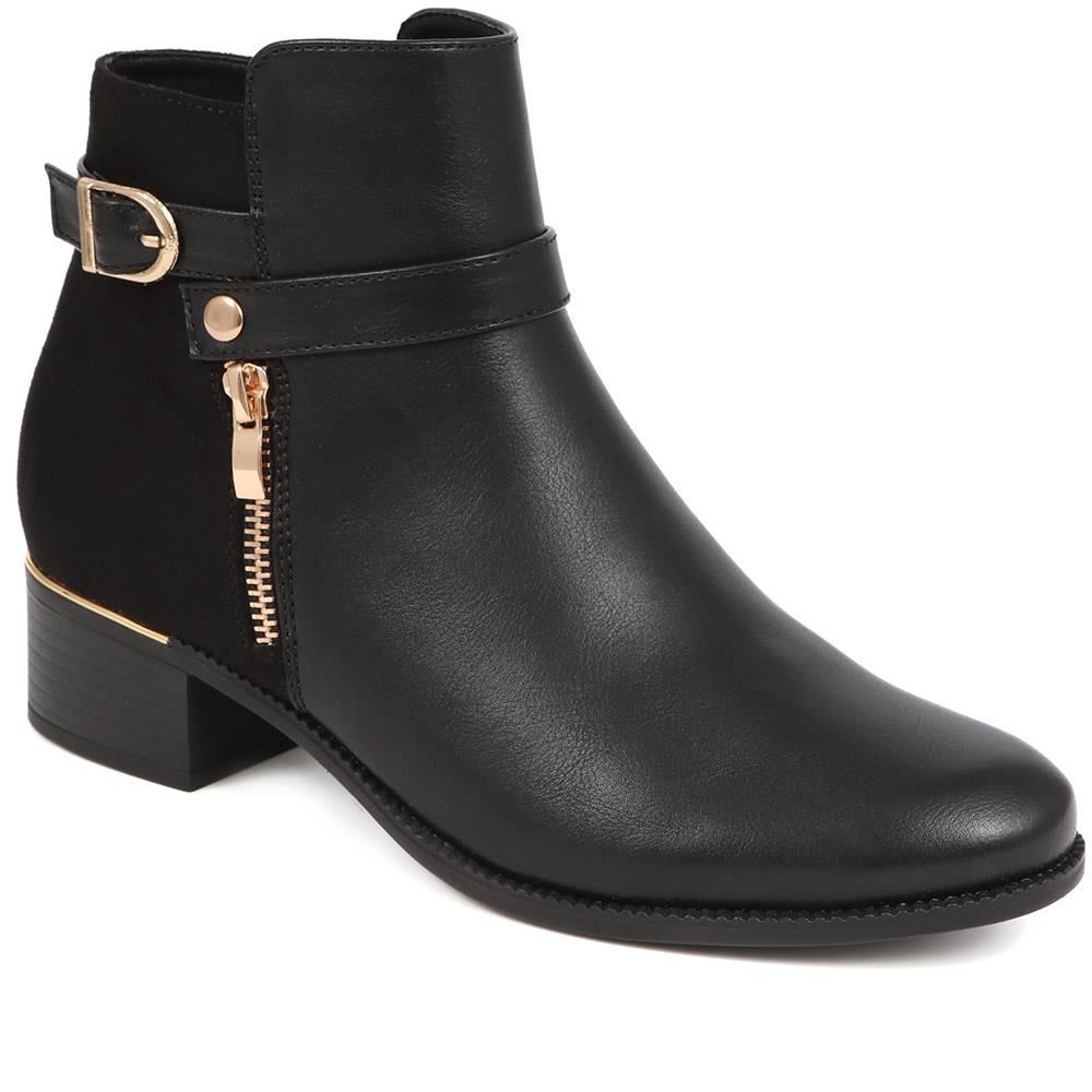 Zip-Detail Heeled Ankle Boots