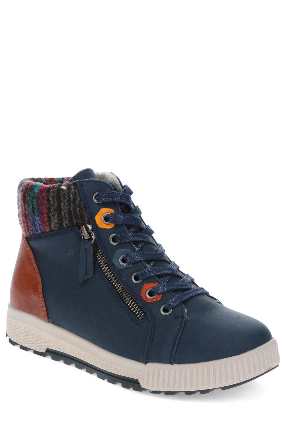 Wide-Fit Knitted Cuff Ankle Boots