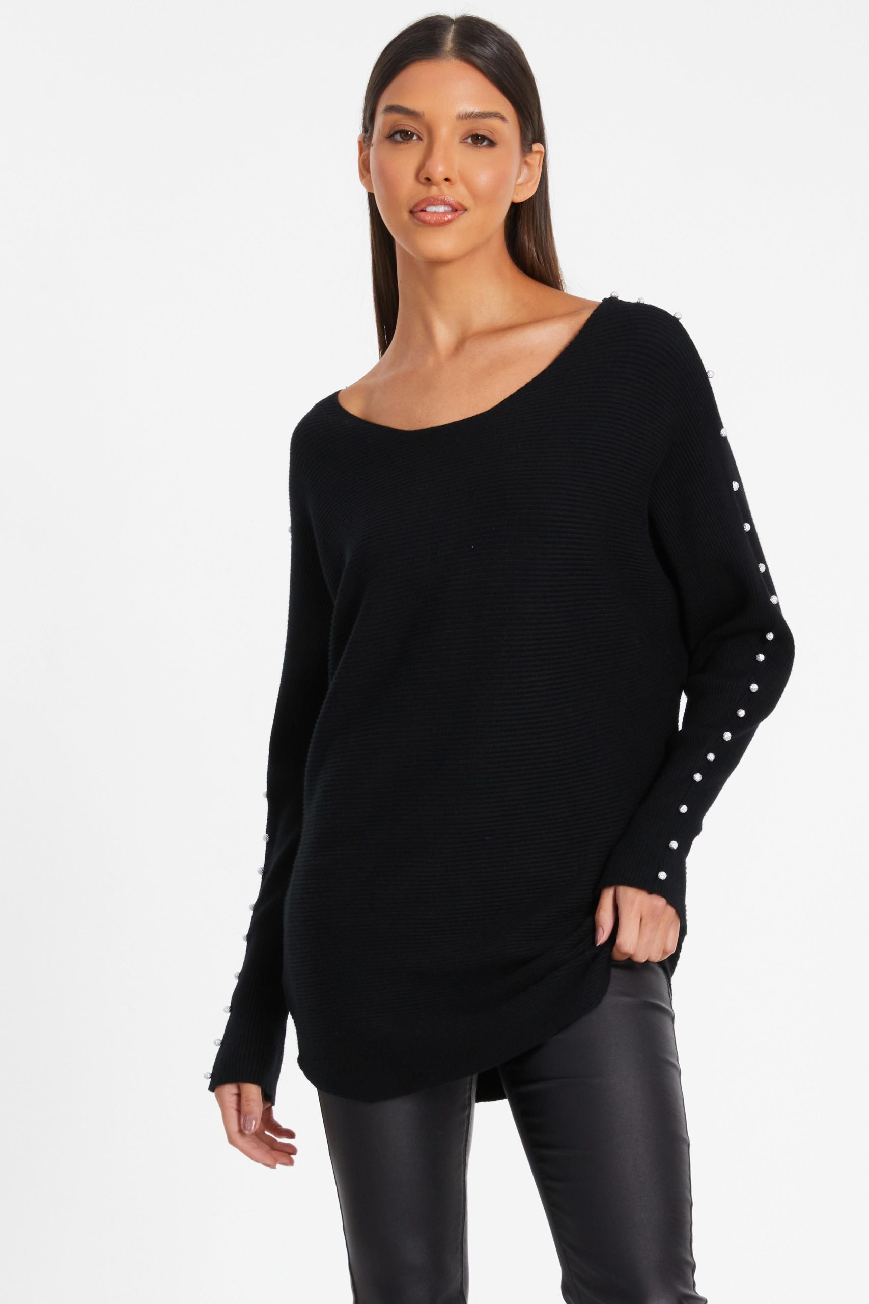 Black Beaded Batwing Jumper