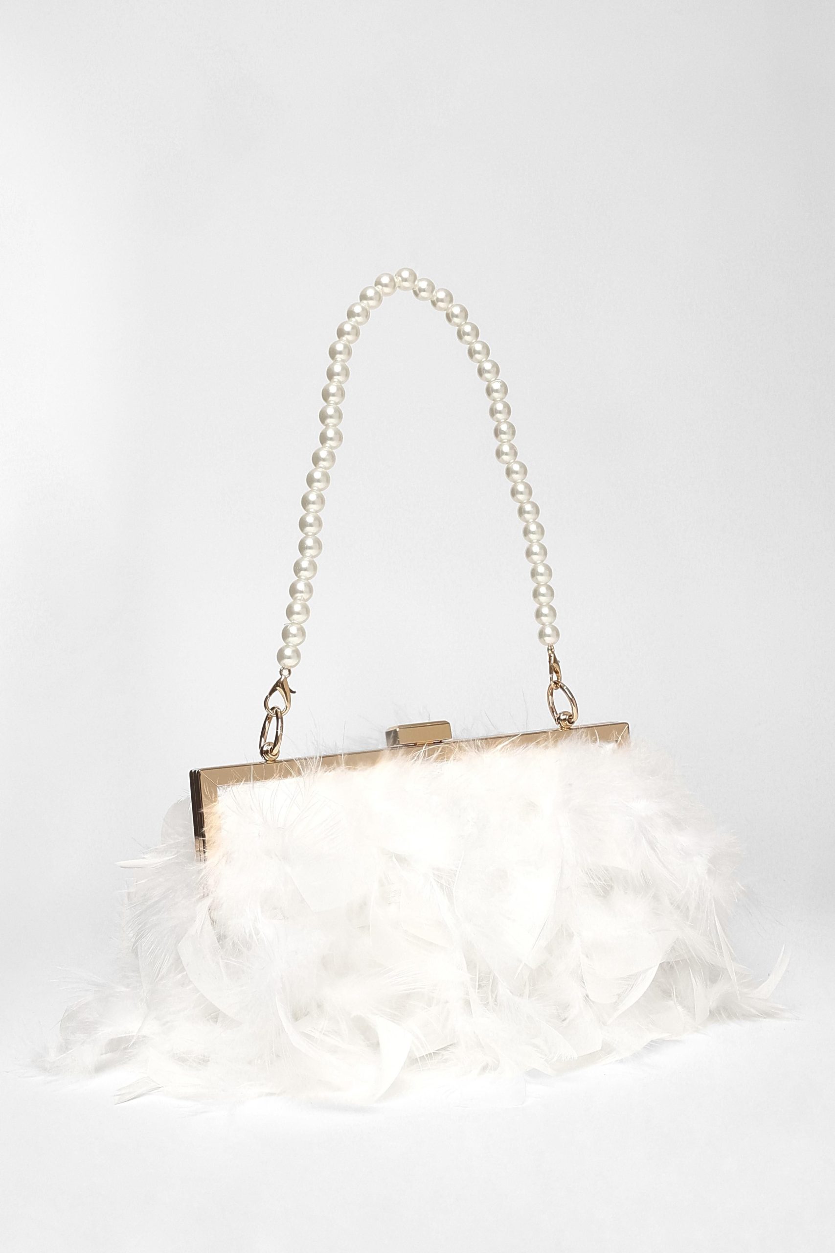 White Feather Clutch Bag