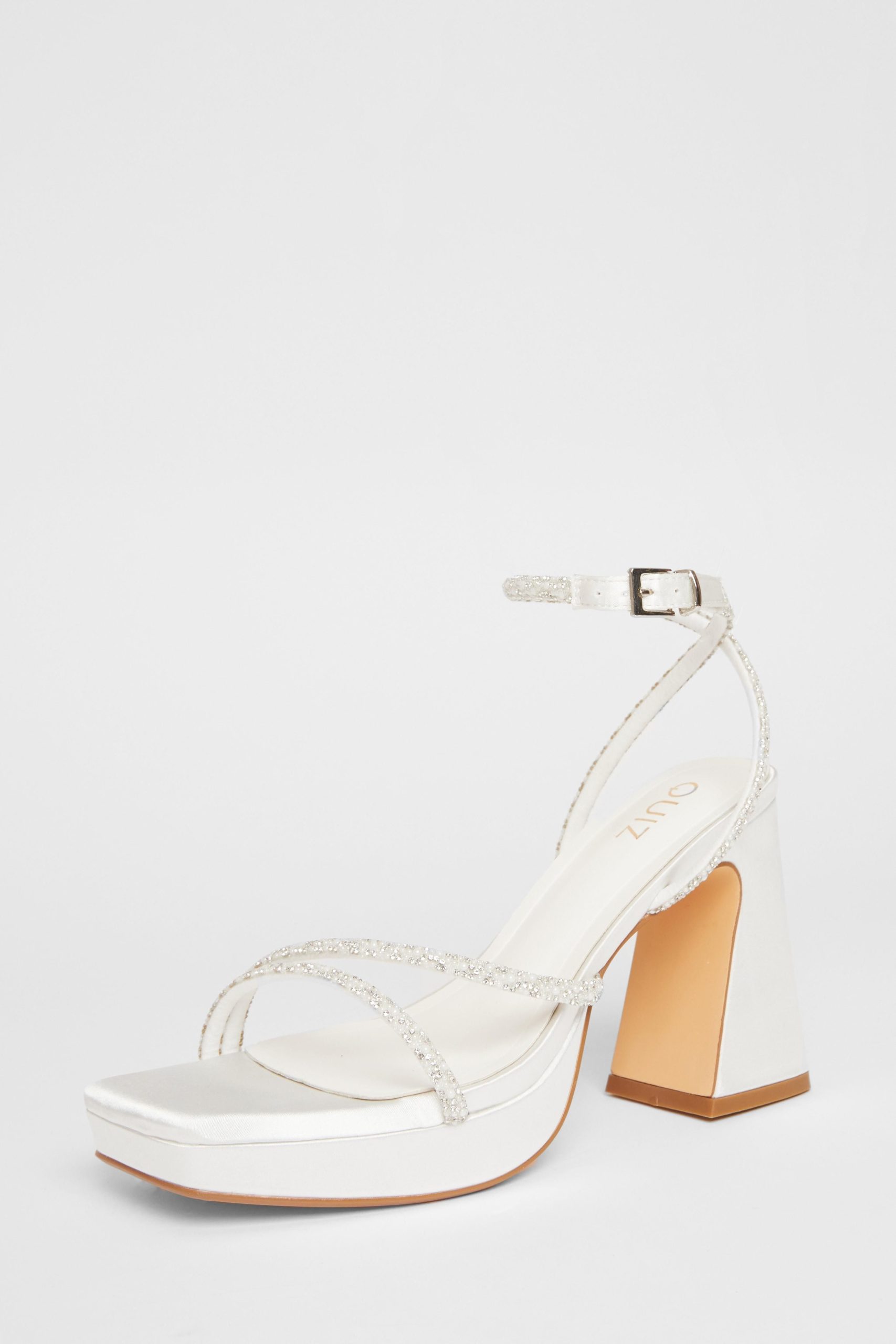 White Embellished Platform Heels