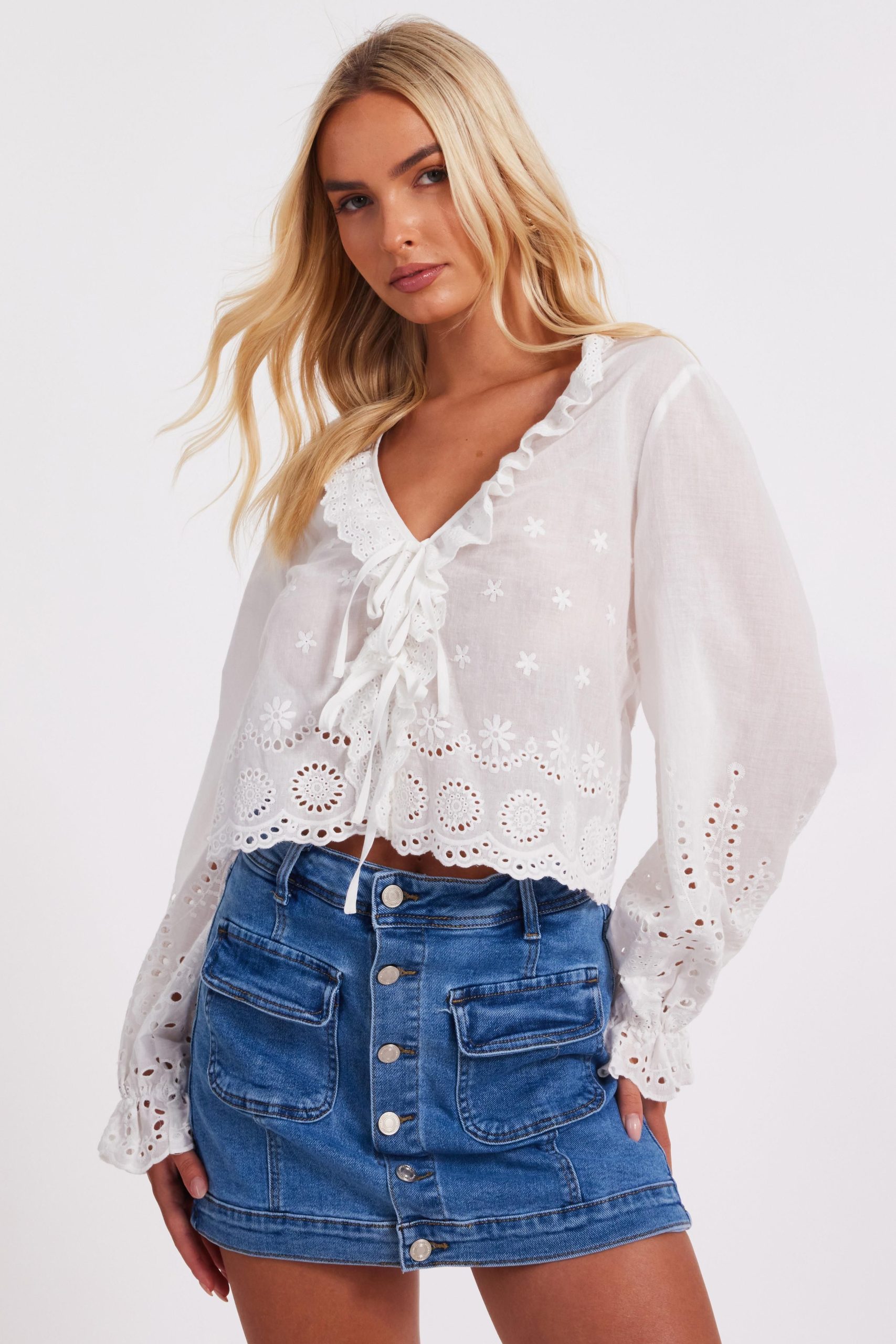 White Embroidered Blouse