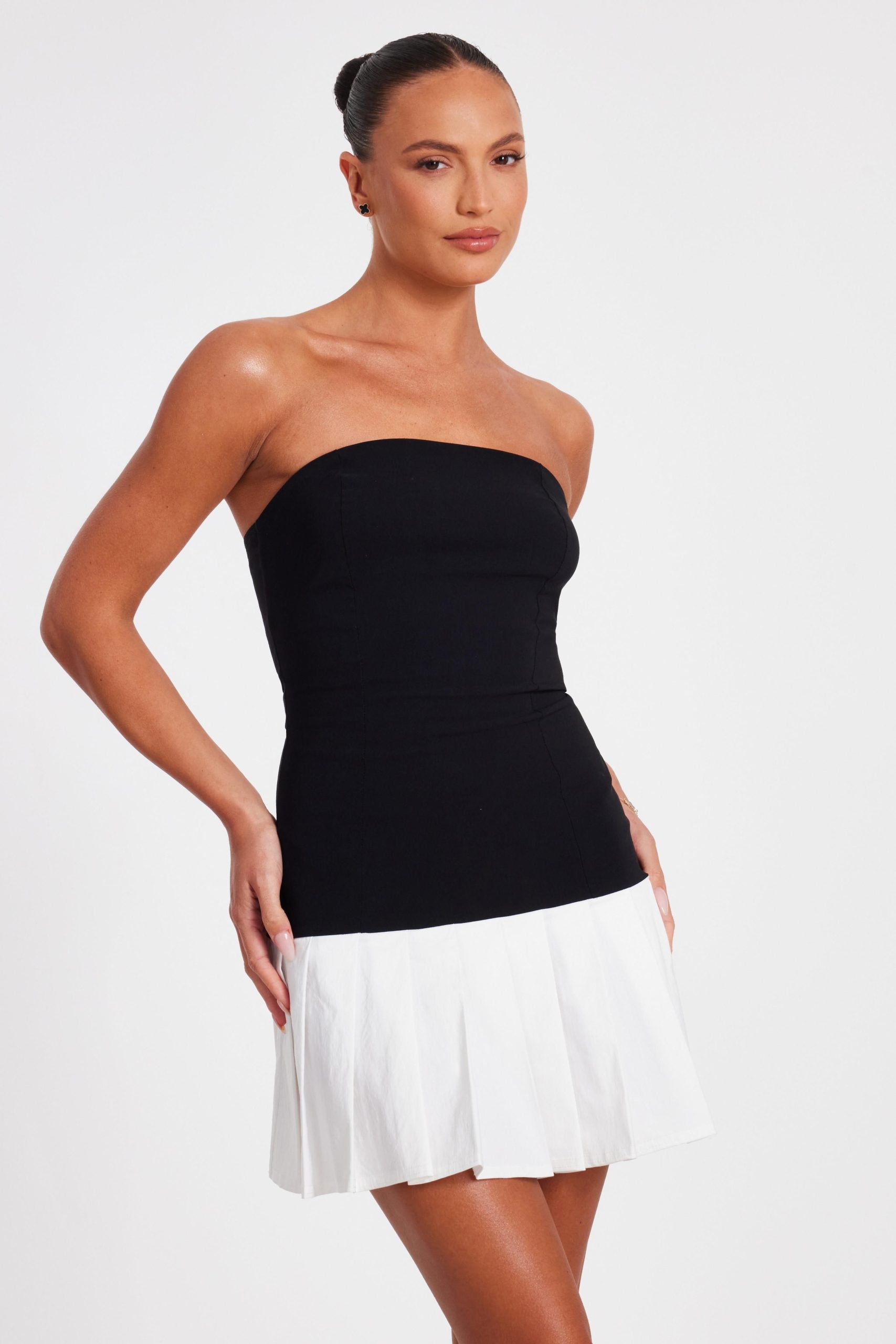 Black Contrast Mini Dress