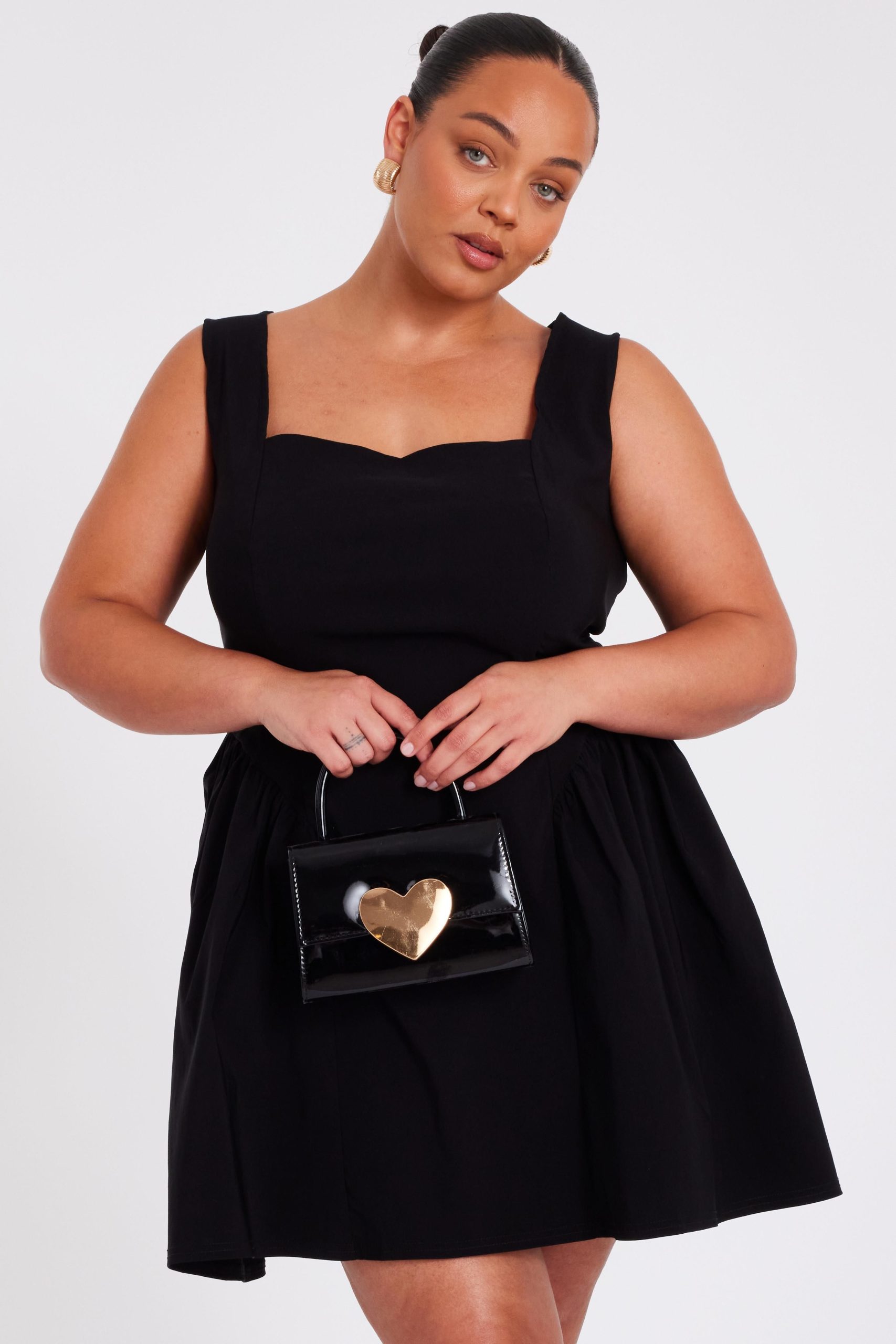 Black Curve Drop Waist Mini Dress