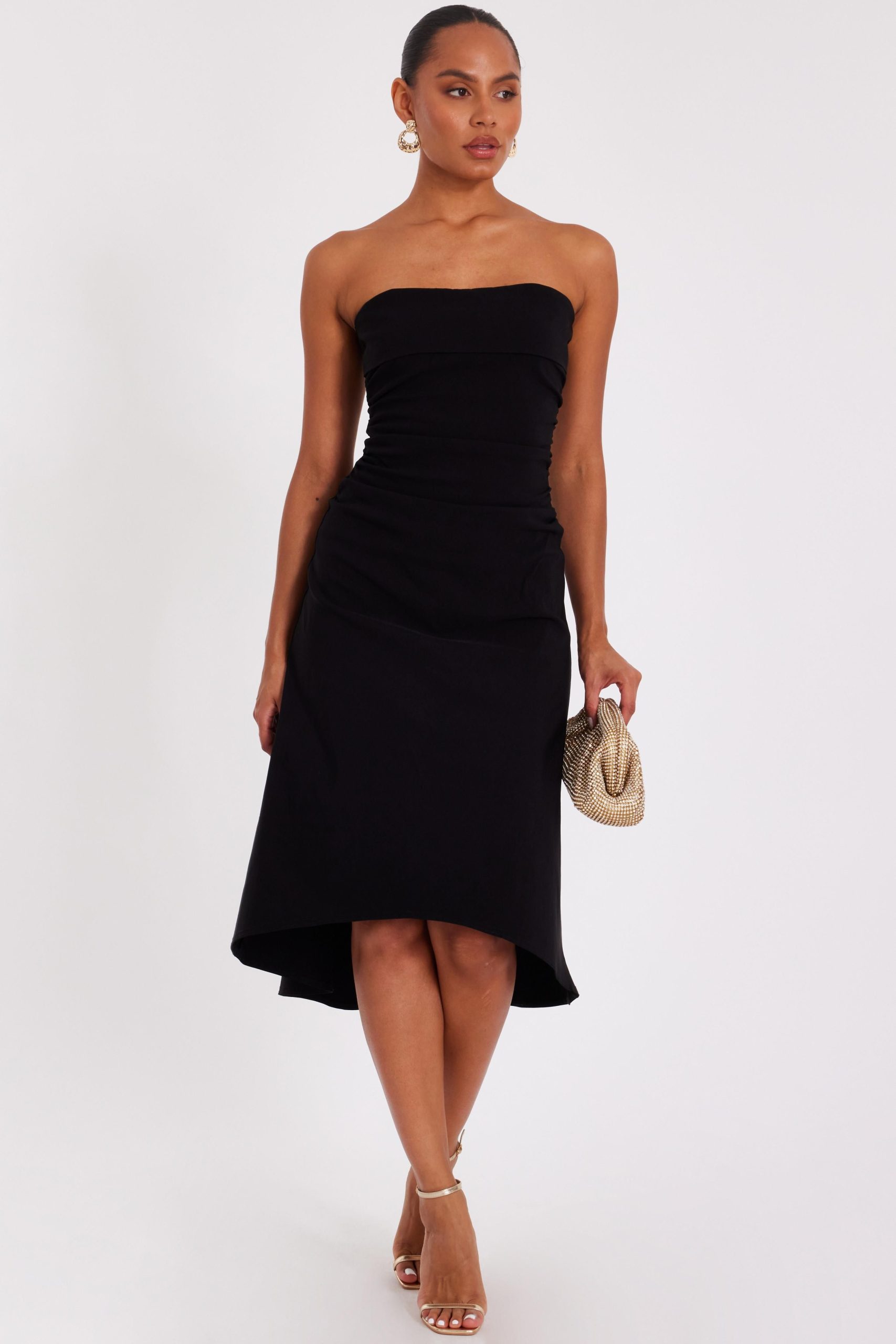 Black Bandeau Midi Dress