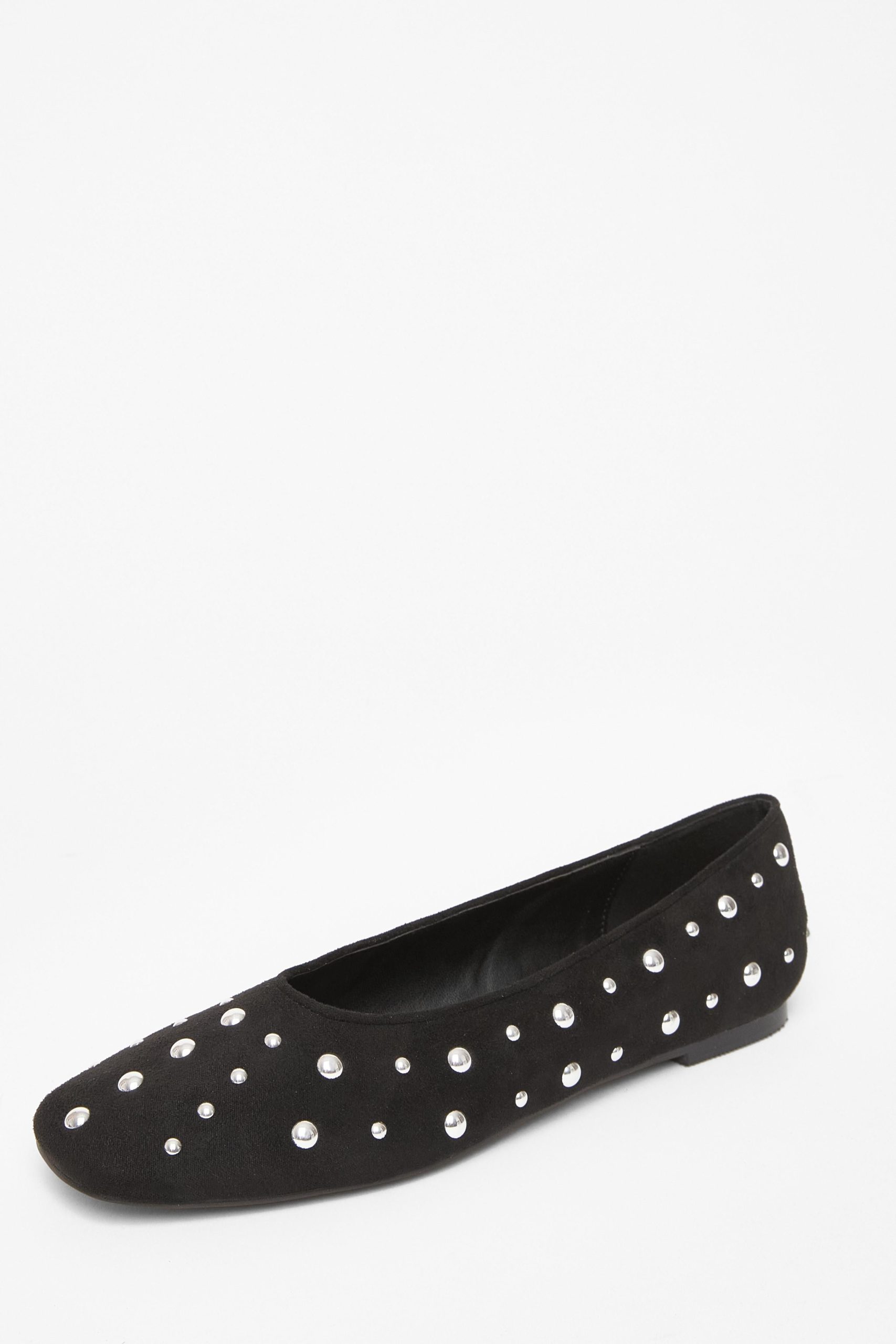 Black Faux Suede Diamante Pumps