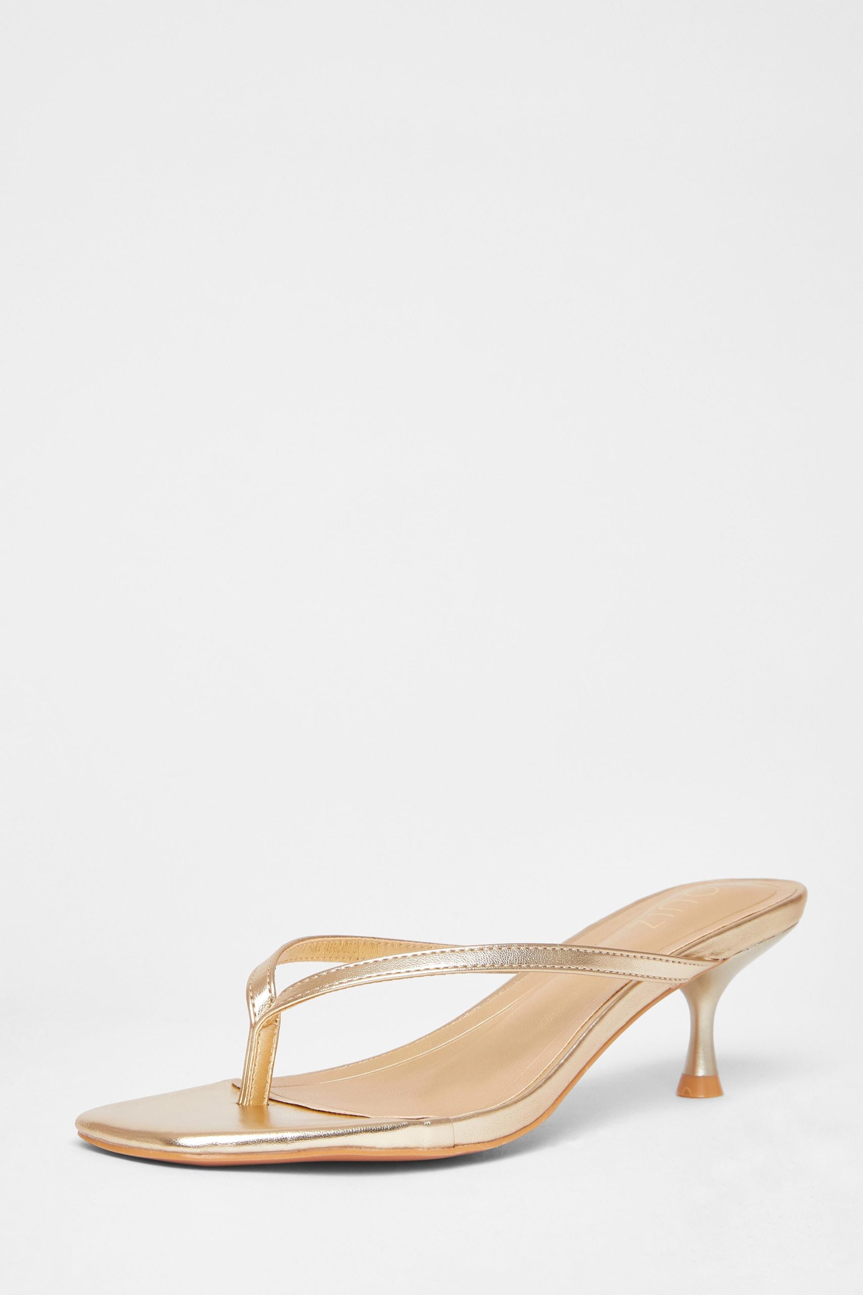 Gold Toe Post Heels