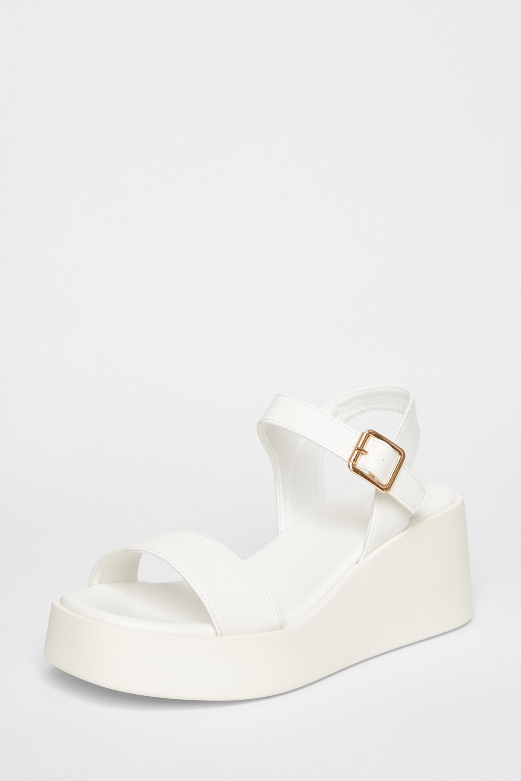 White Faux Leather Wedges