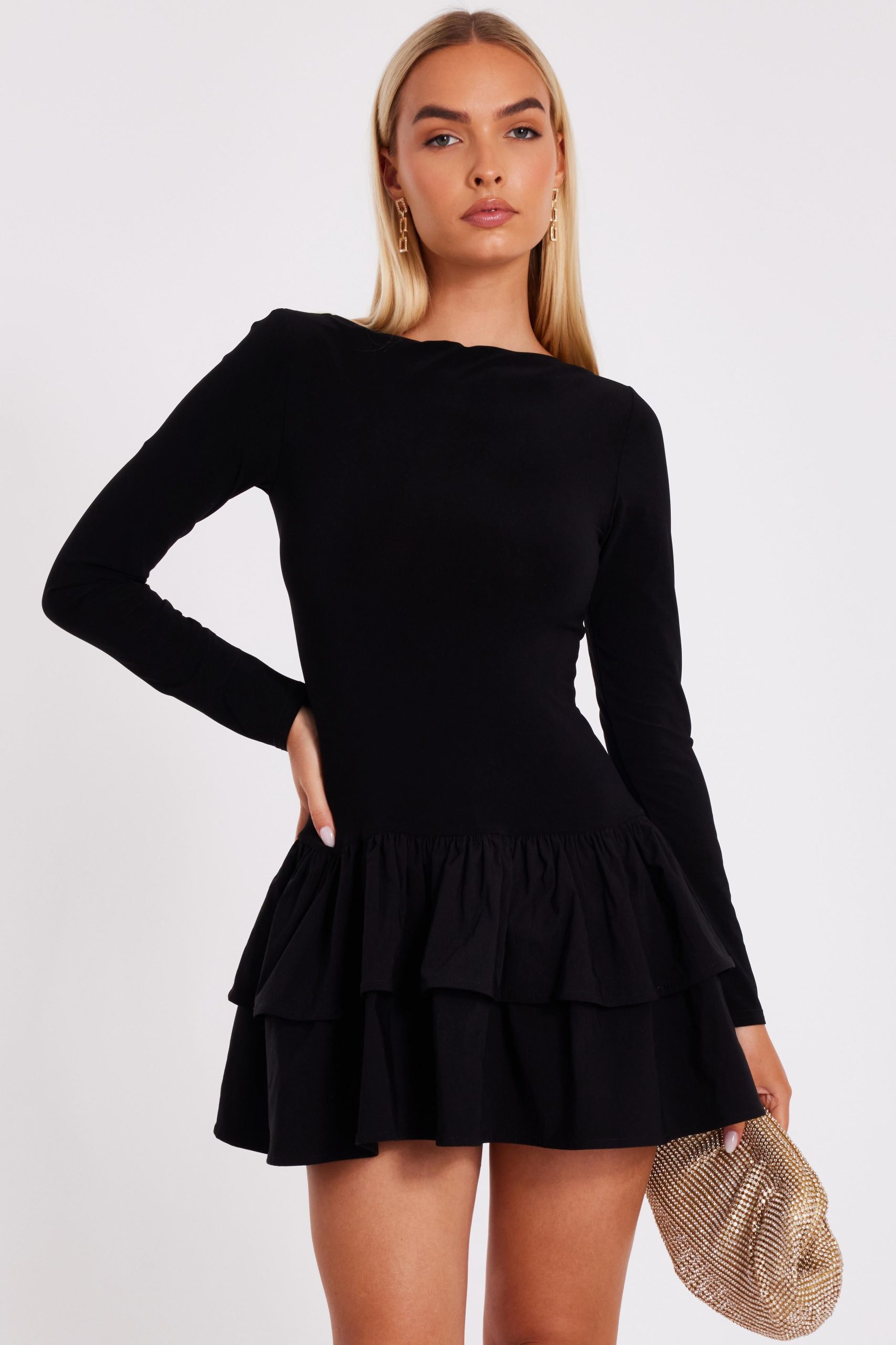 Black Frill Mini Dress