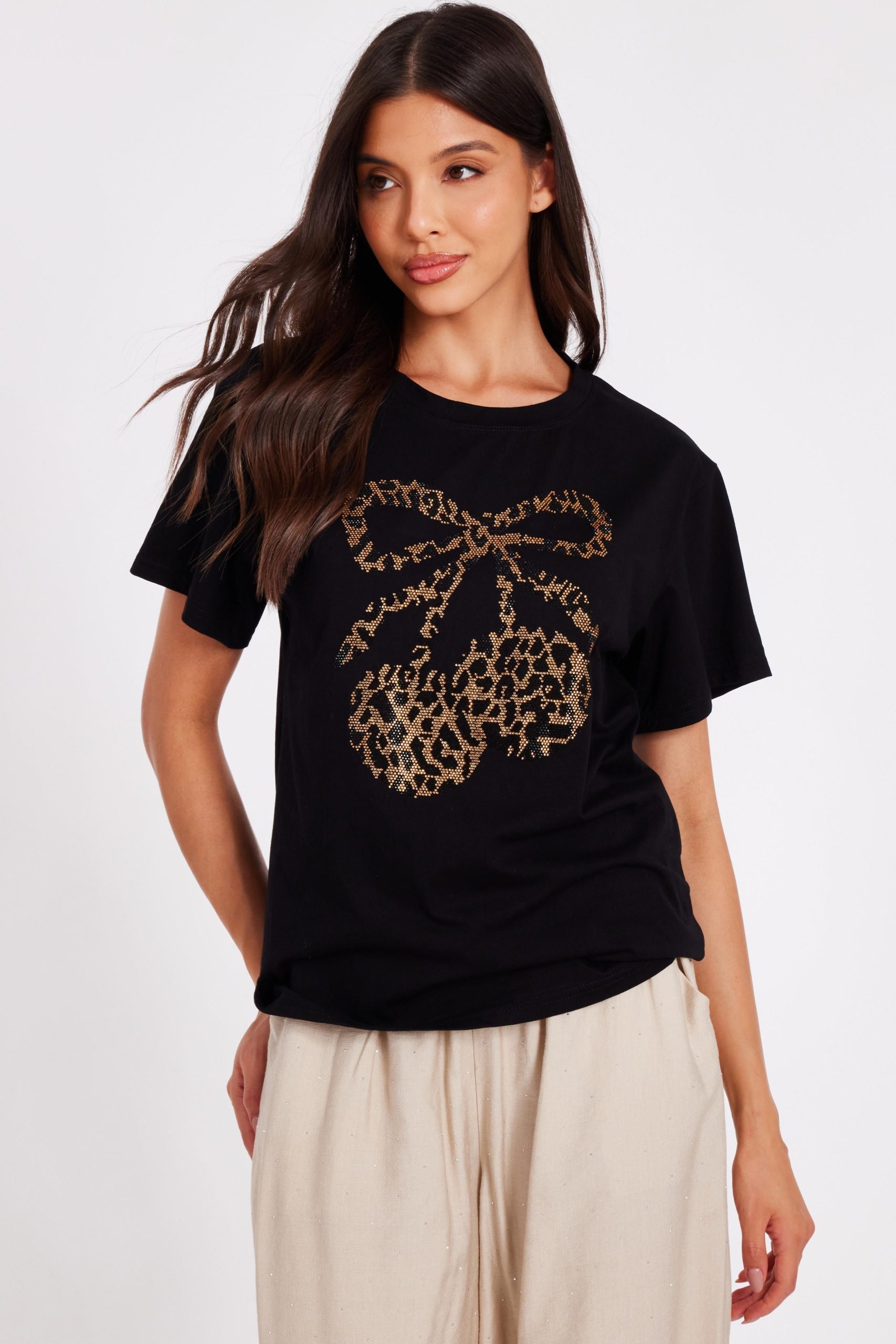 Black Leopard Print Cherry Top