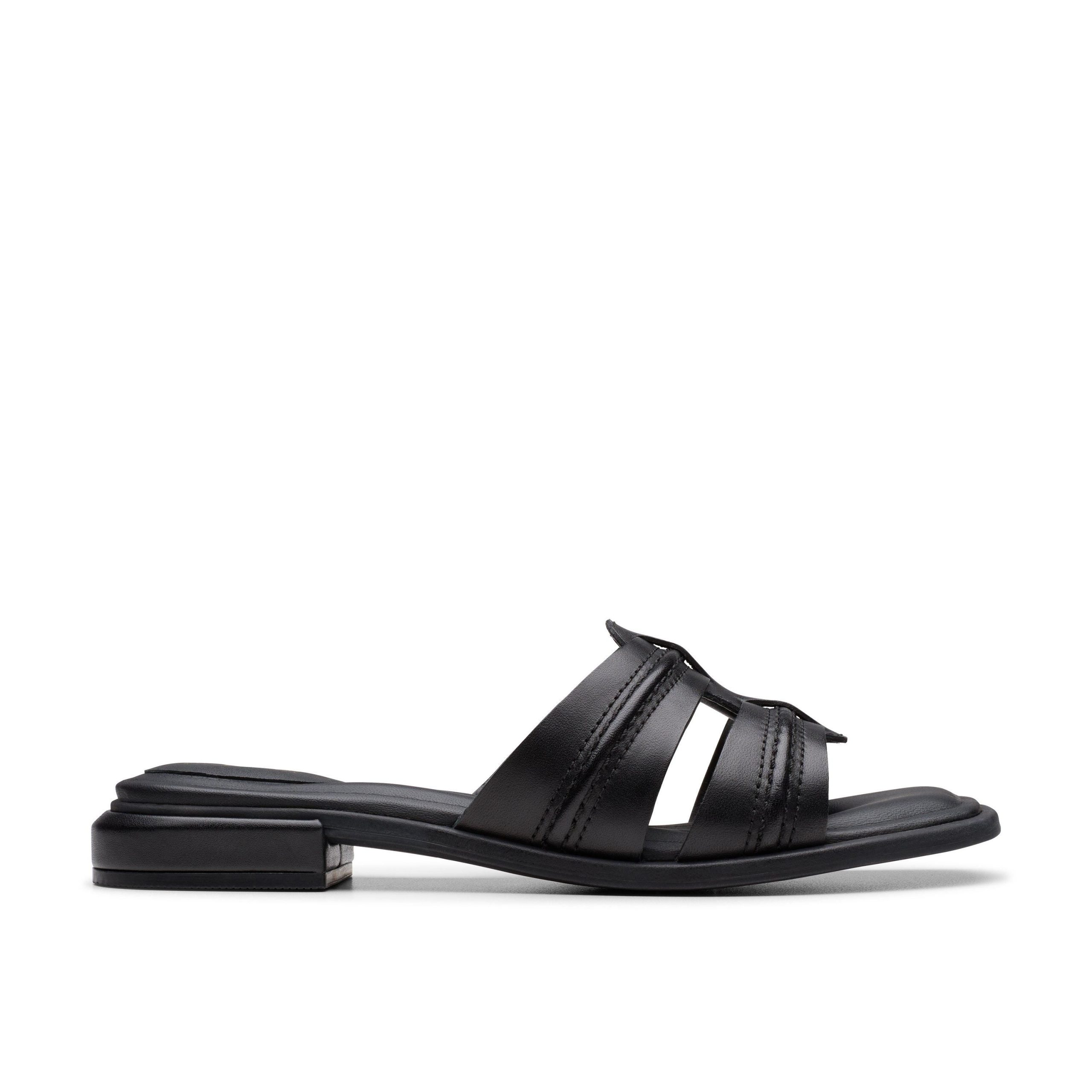 Ariany Mule Black Leather Flat Sandals