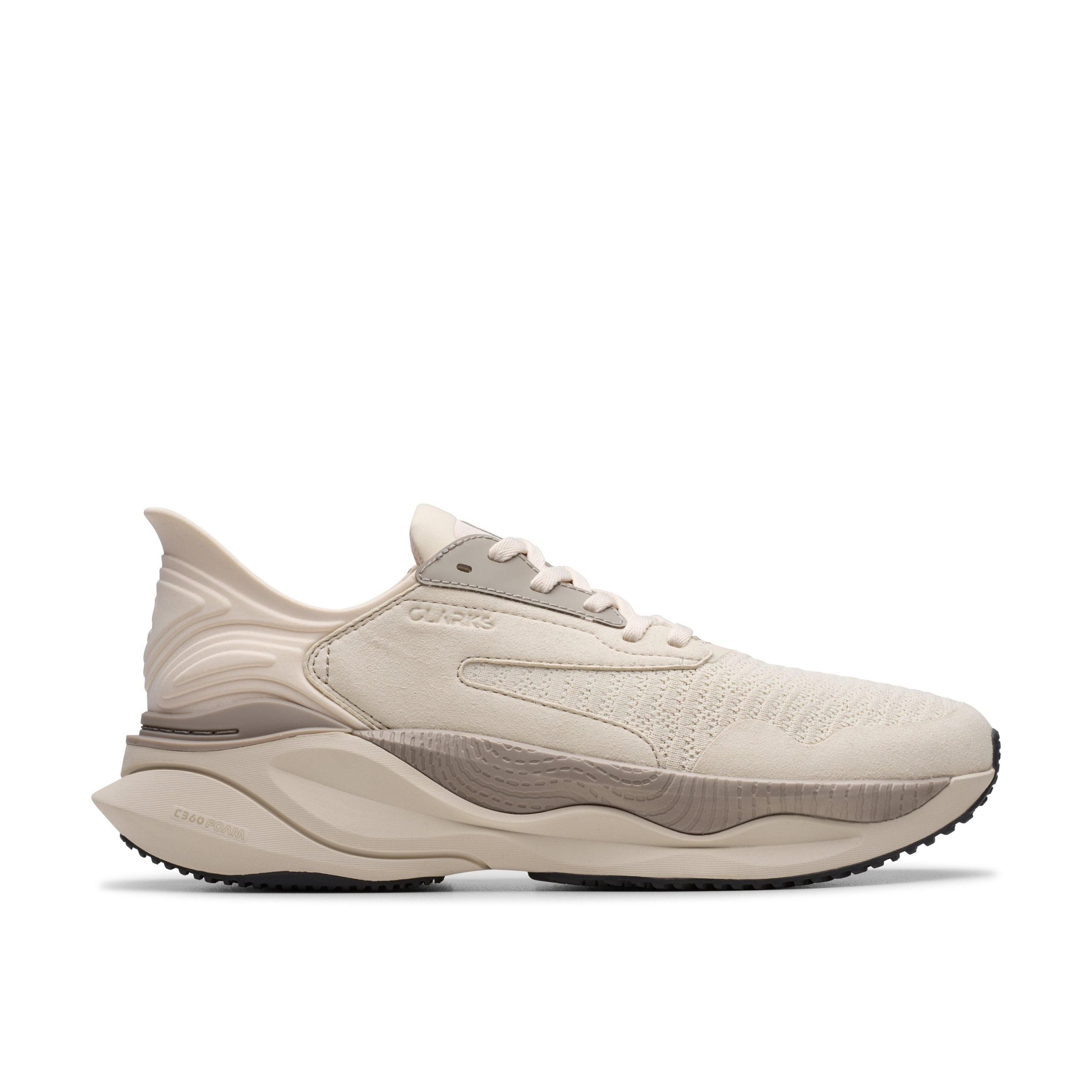 Clarks Pace Off White Combination Lace Up,Trainers