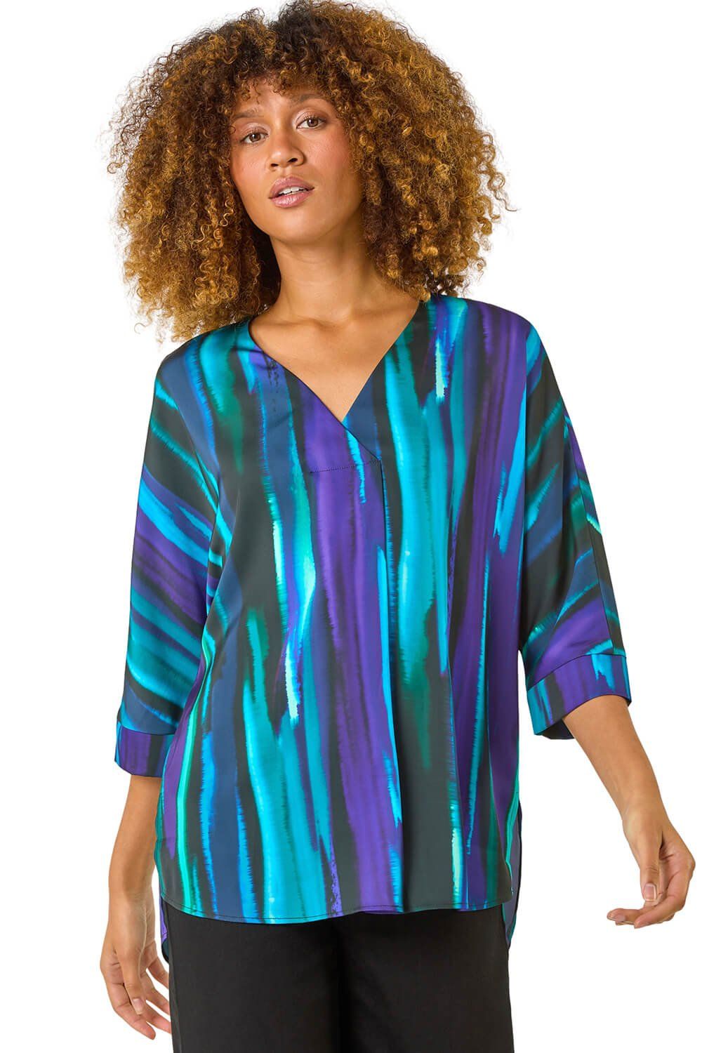 Abstract Print Asymmetric Hem Top