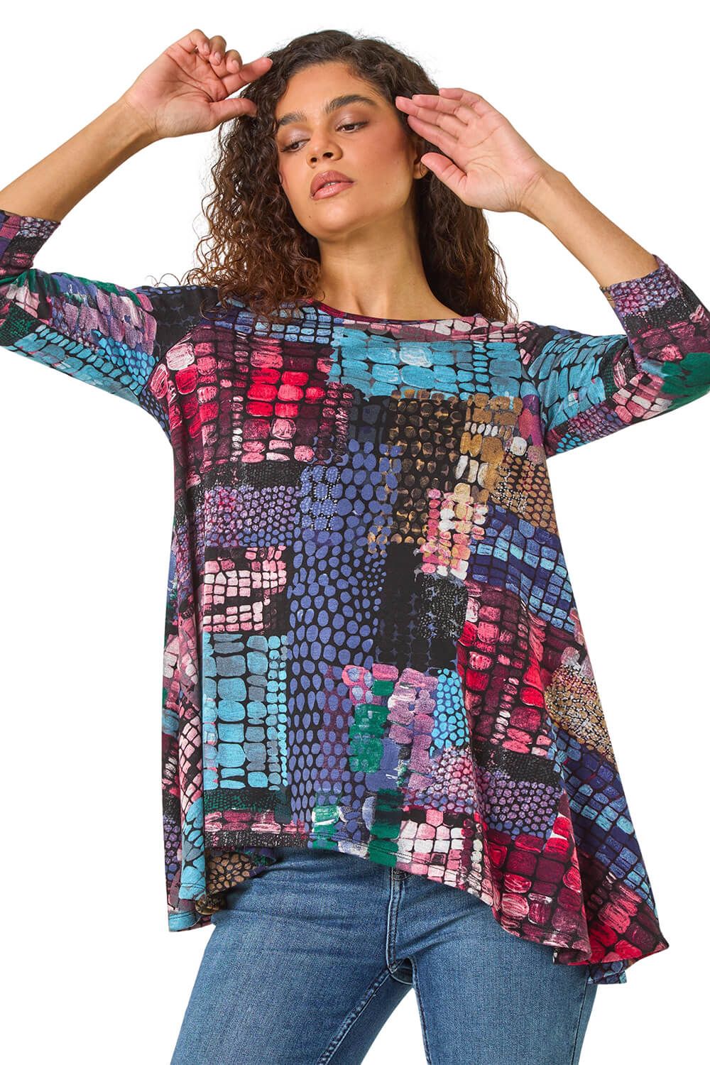 Abstract Print Asymmetric Tunic