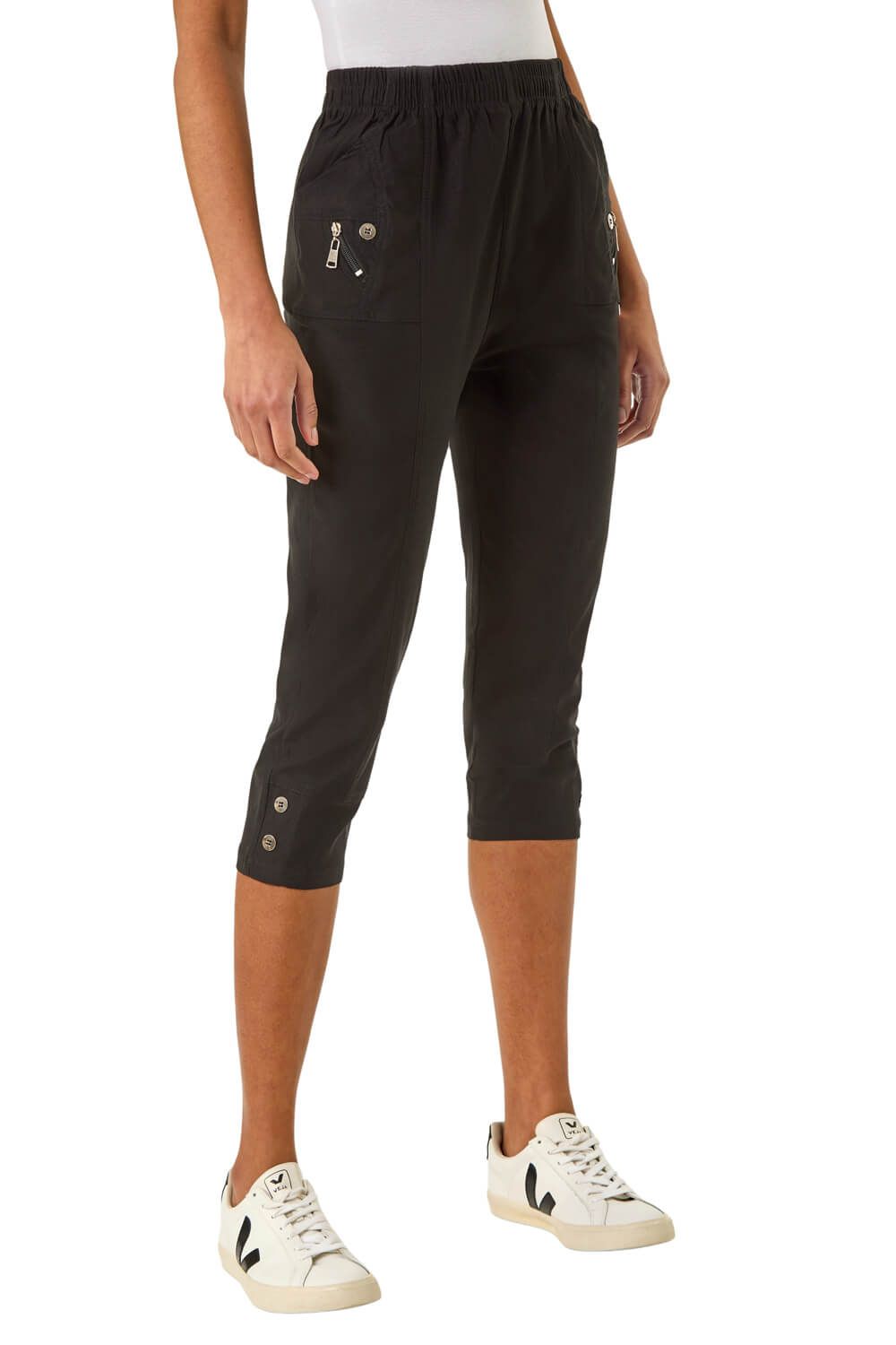 Zip Detail Bengaline Crop Trousers