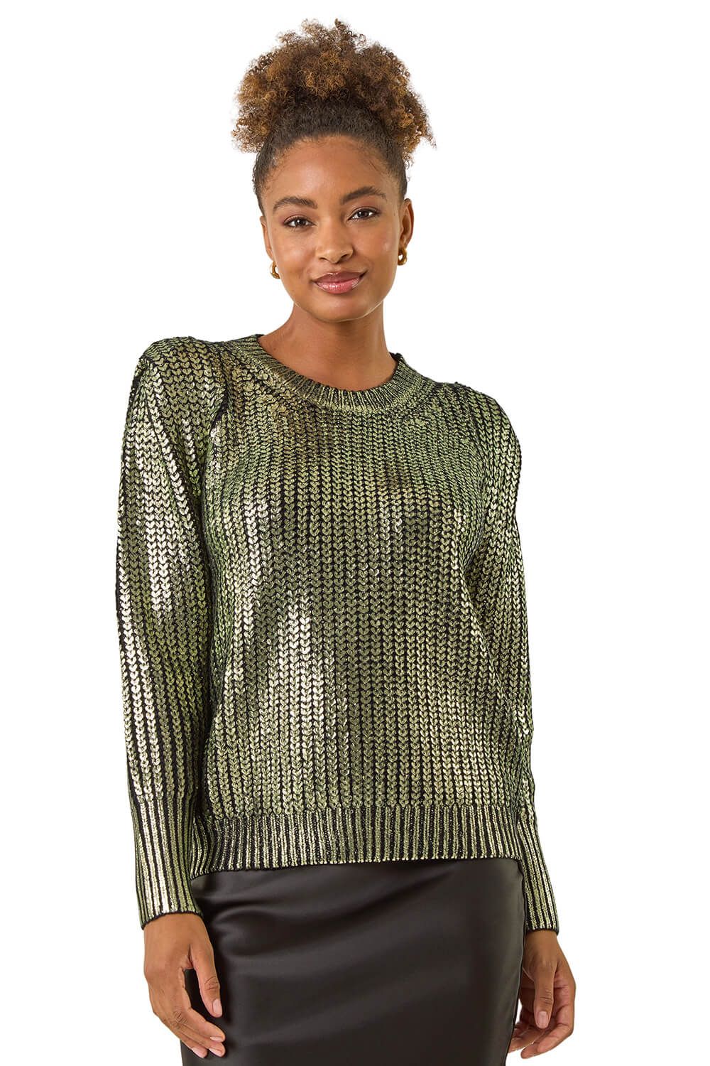 Metallic Crew Neck Knit Jumper