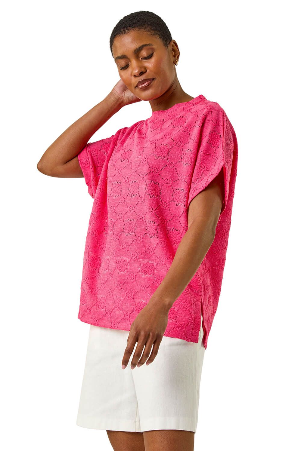 Textured Stretch Boxy T-Shirt