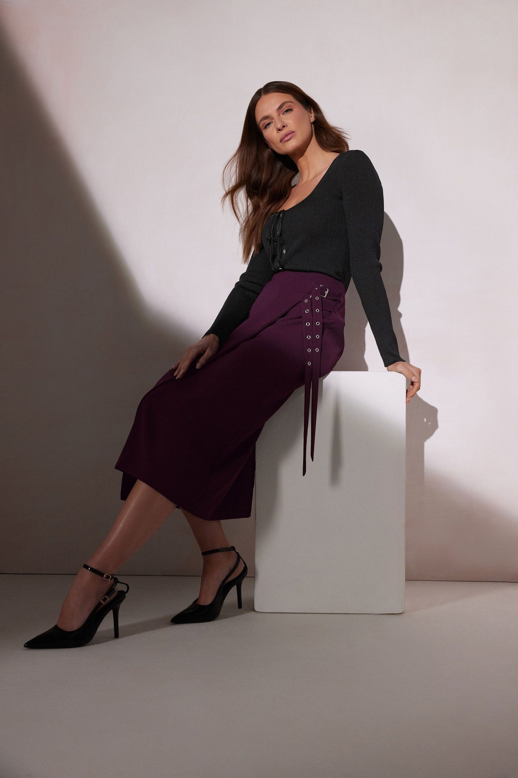 Belt Buckle Wrap Skirt