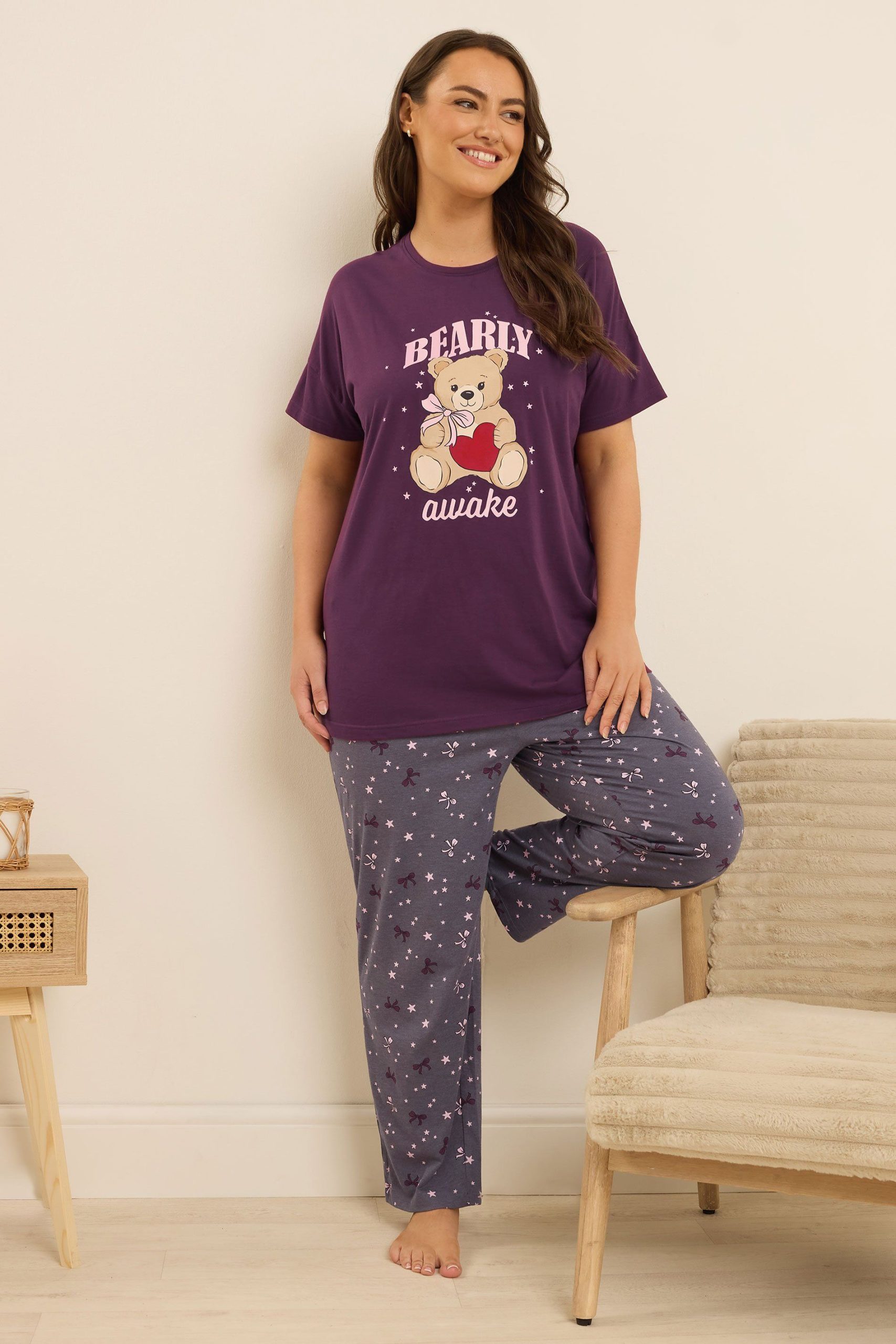 'Bearly Awake' Wide Leg Pyjama Set