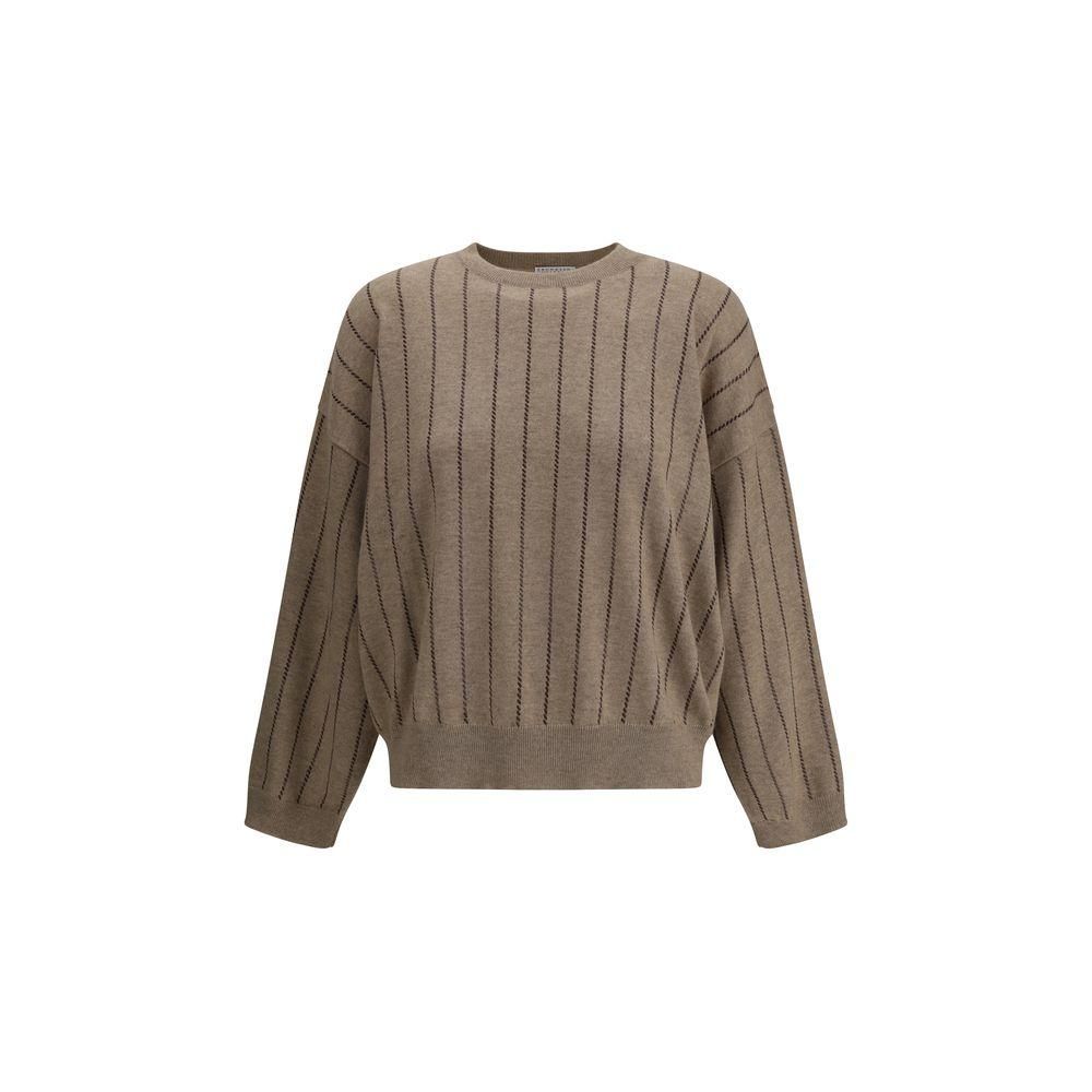 Striped Cashmere Sweater- Beige