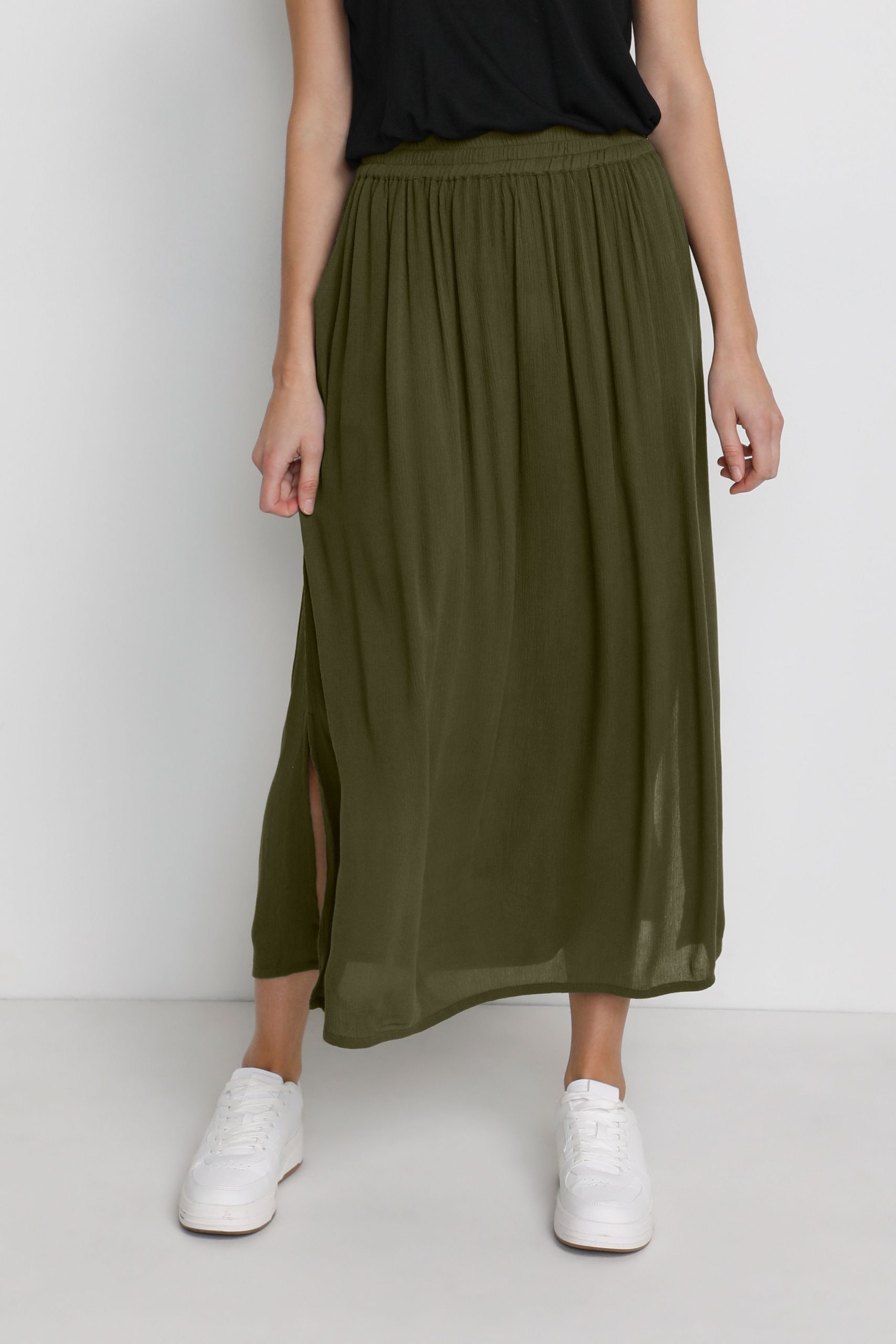Sally Elastic Waist Maxi Skirt Plain
