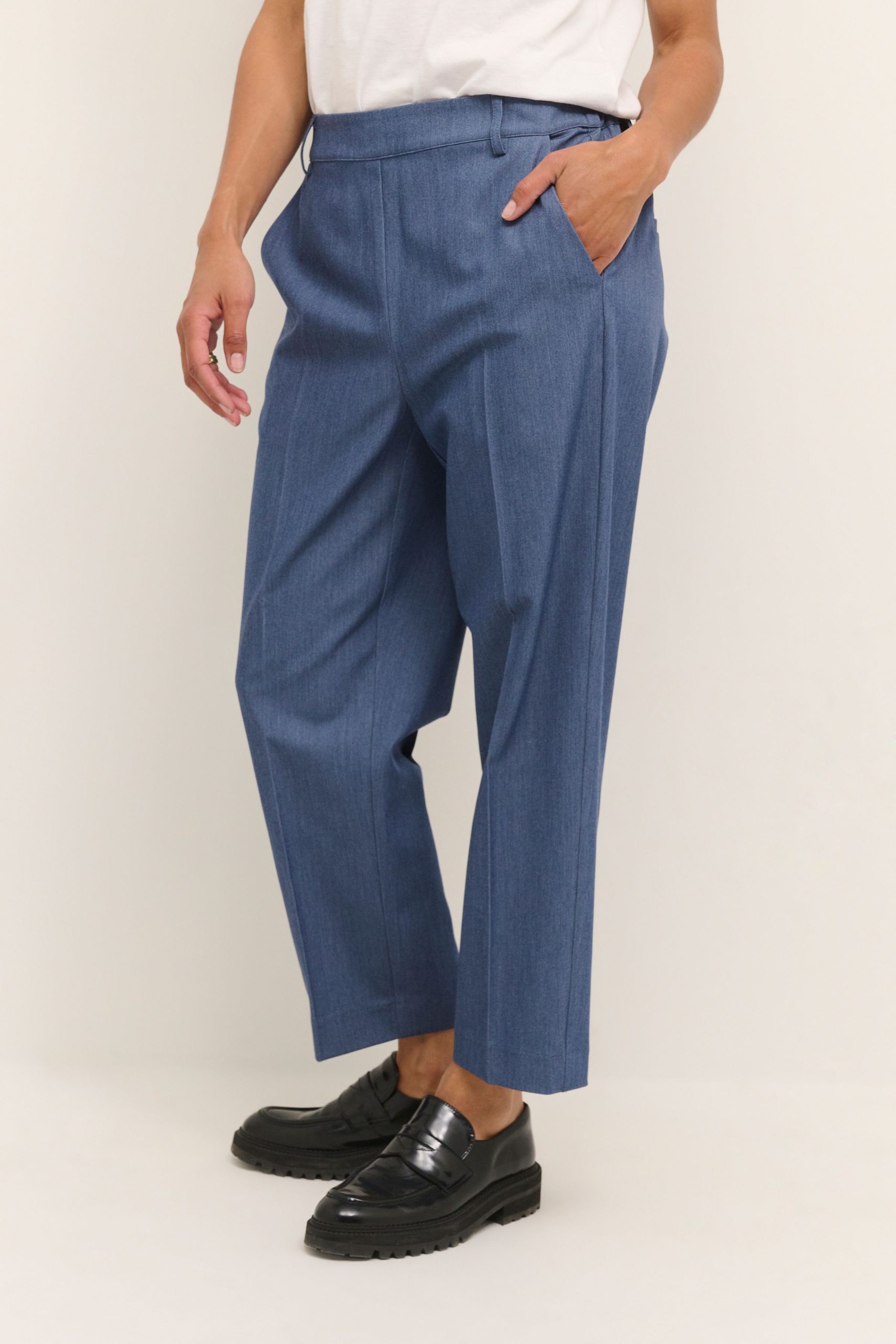 Sakura Elastic Waist Suit Trousers Plain