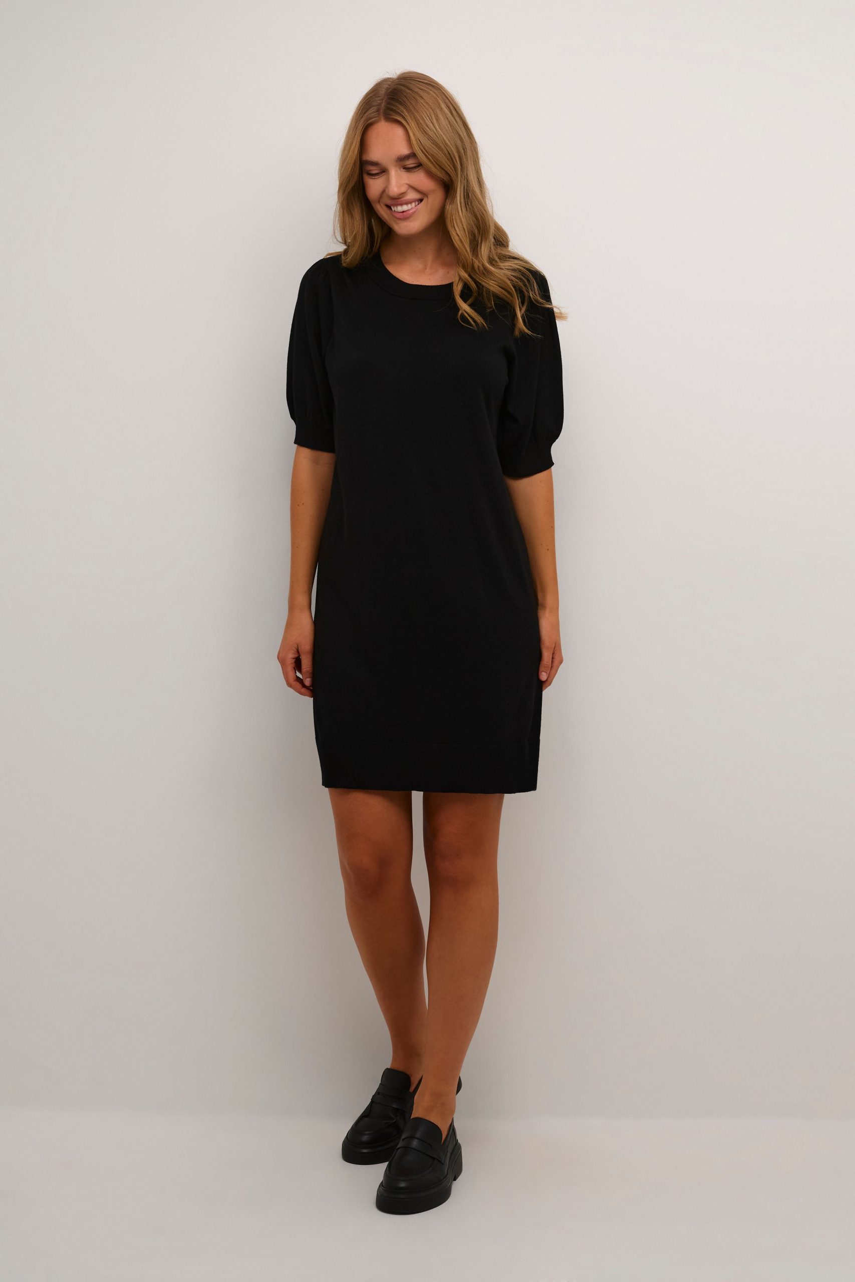 Lizza Knit Half Sleeve Mini Dress Plain