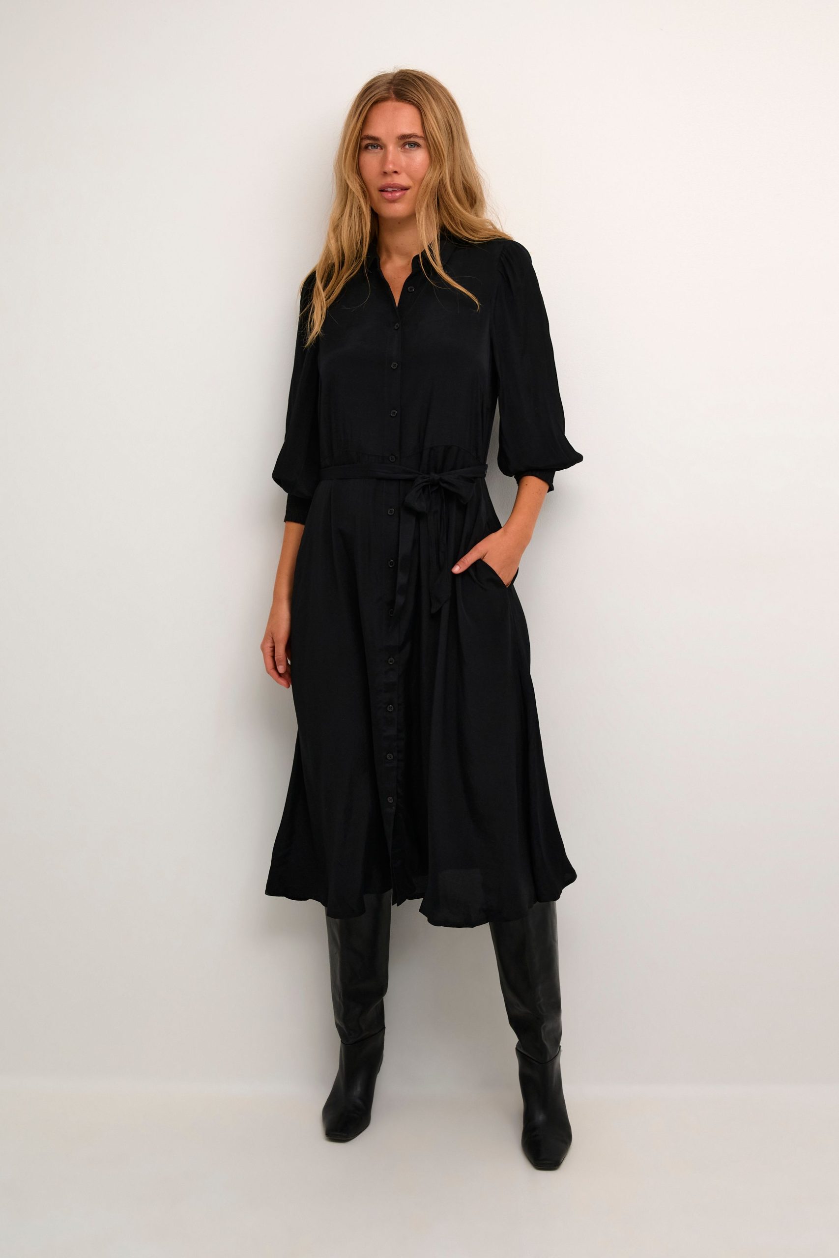 Emine Maxi Pocket Shirt Dress Plain