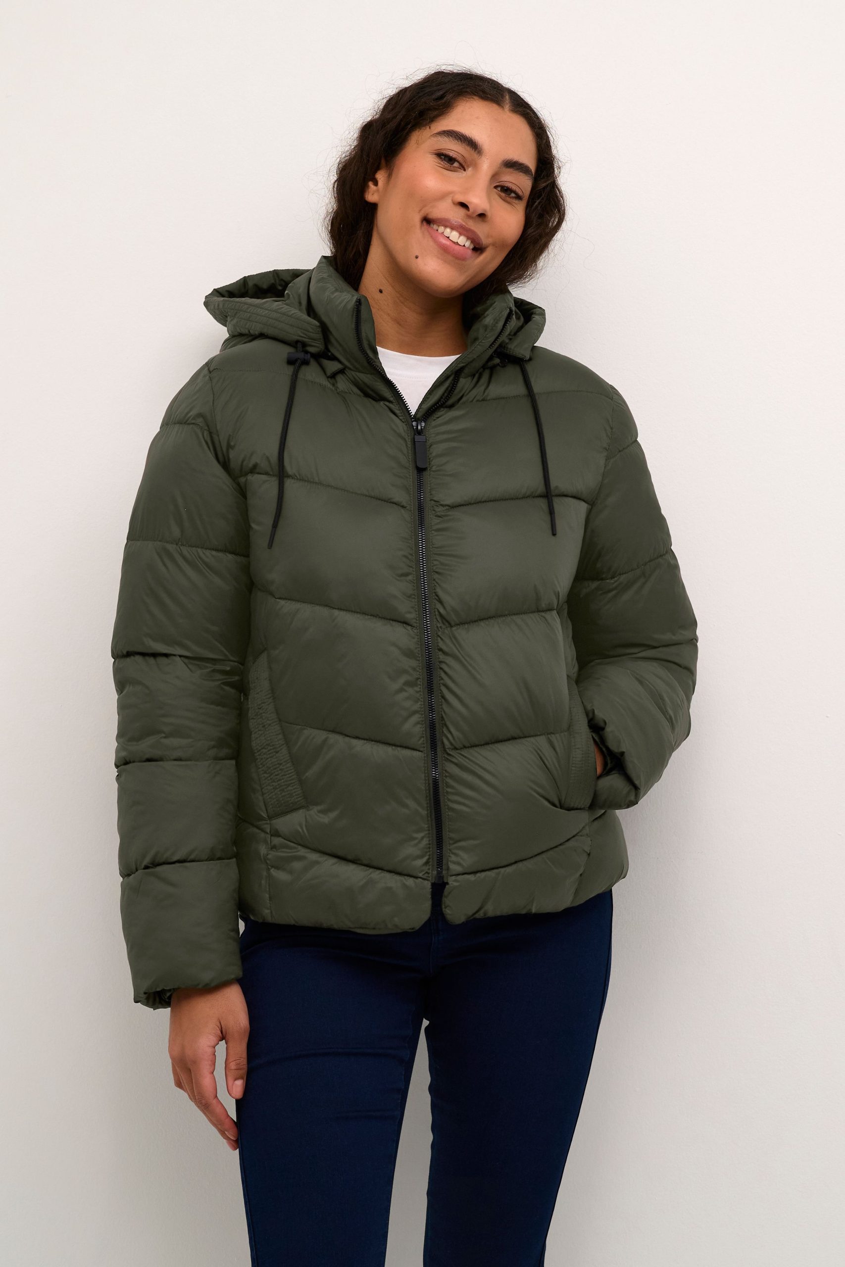 Susanne Hood Zipper Puffer Jacket Plain