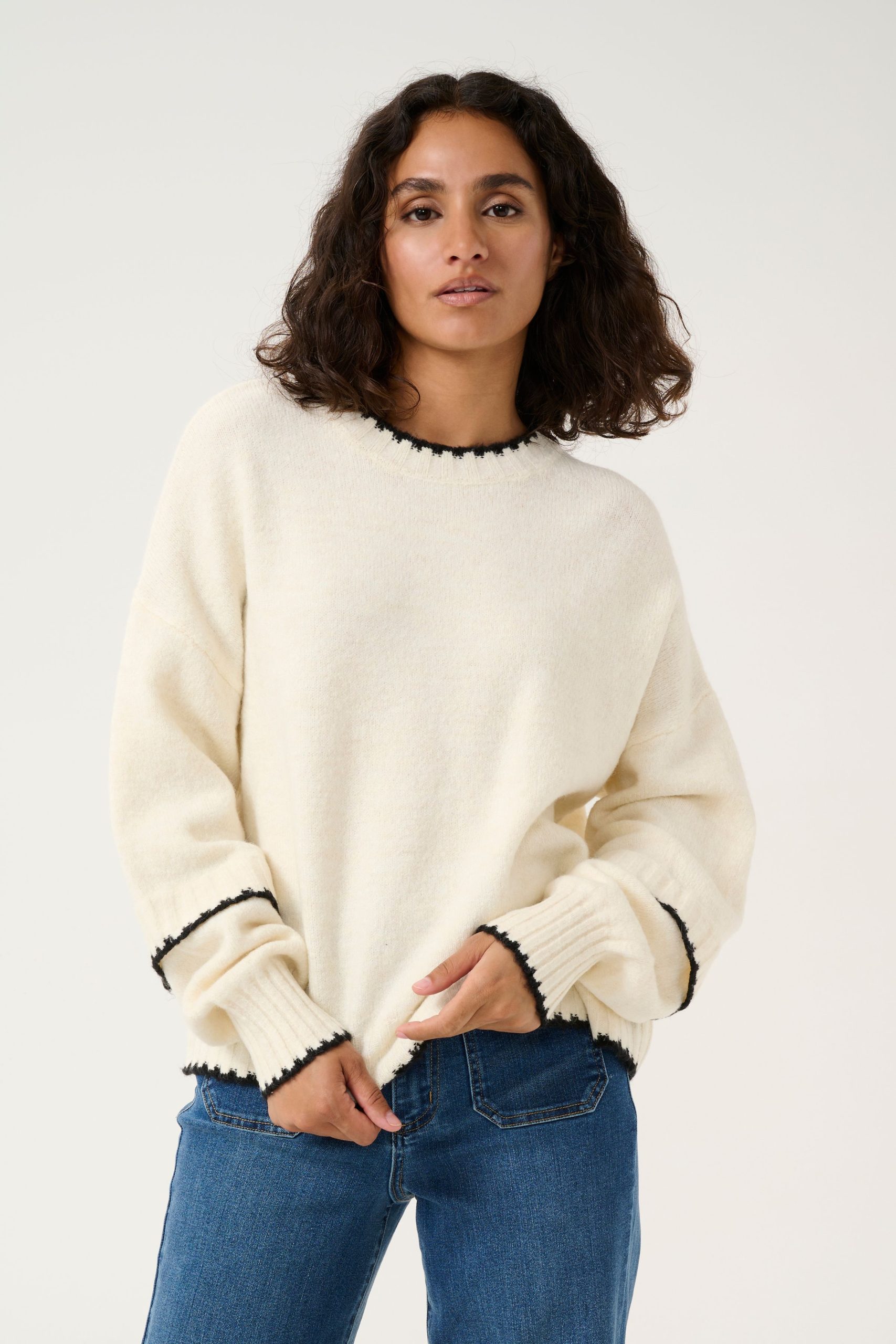 KAvilli Round Neck Relaxed Fit Pullover Plain