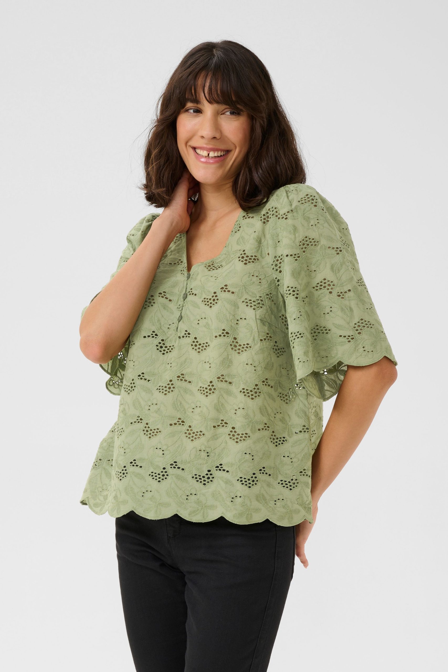 KAtura Blouse A-line Fit Eyelet Lace Plain