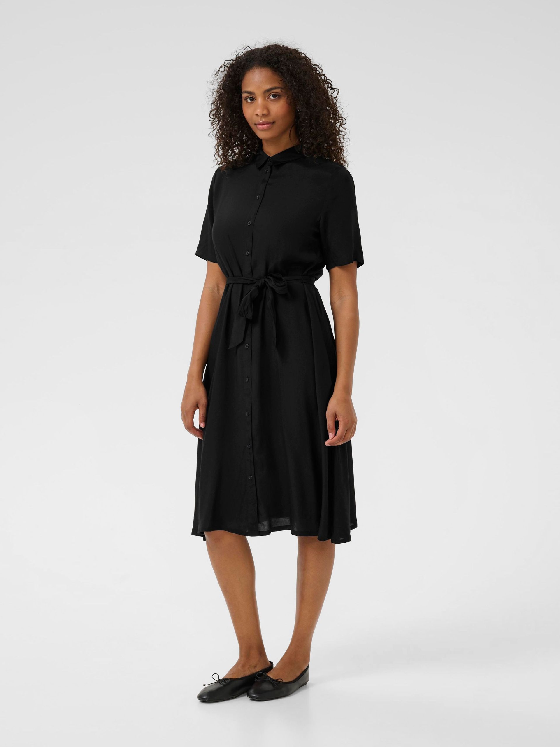 KAemine Solid Short Sleeve Shirt Dress