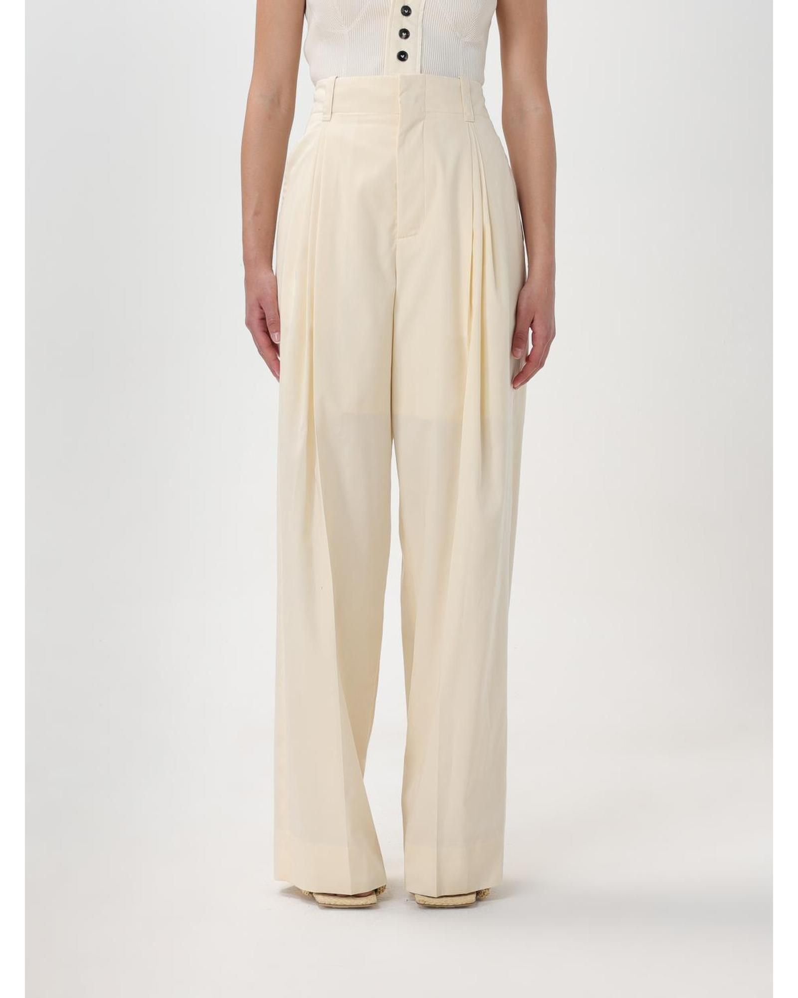 Wide Leg Pleated Pants- Yellow Cream