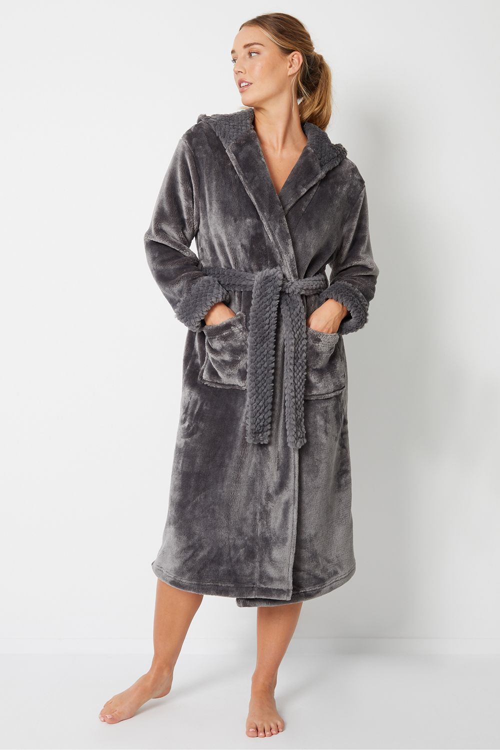 'Arnie' Faux Fur Trim Dressing Gown