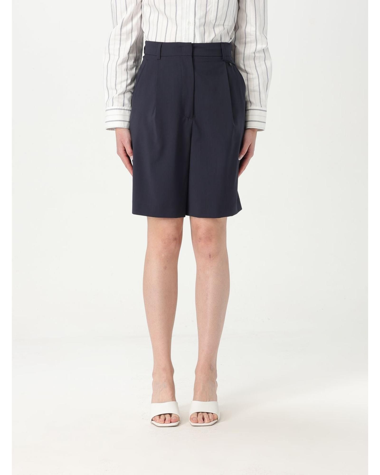 Pleated Shorts Wo - Blue