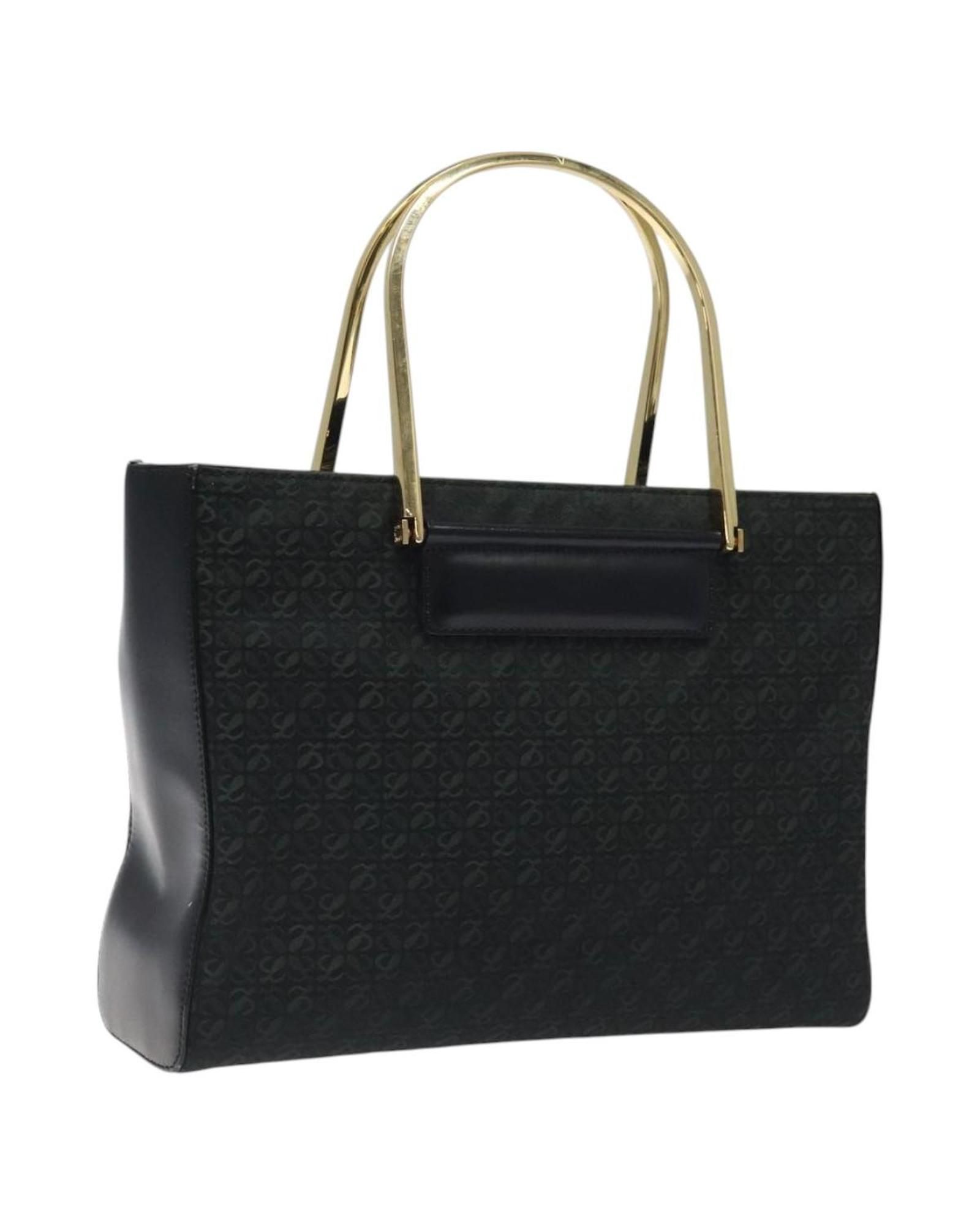 Preloved Structured Tote Bag Embossed Design Wo - Green