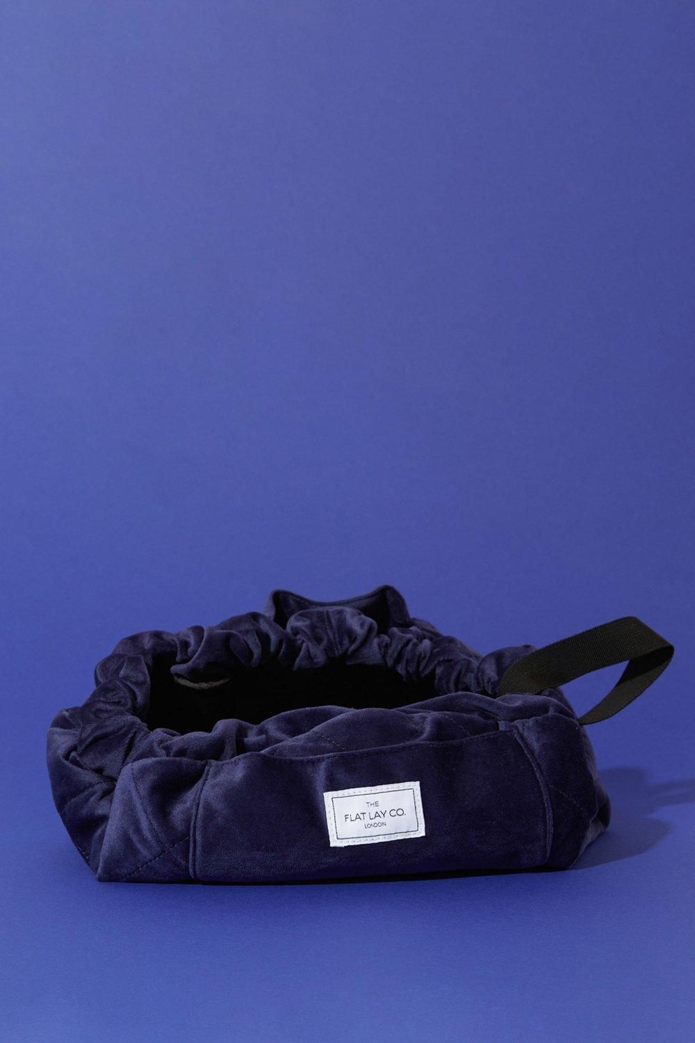 Blue Velvet Open Flat Makeup Bag